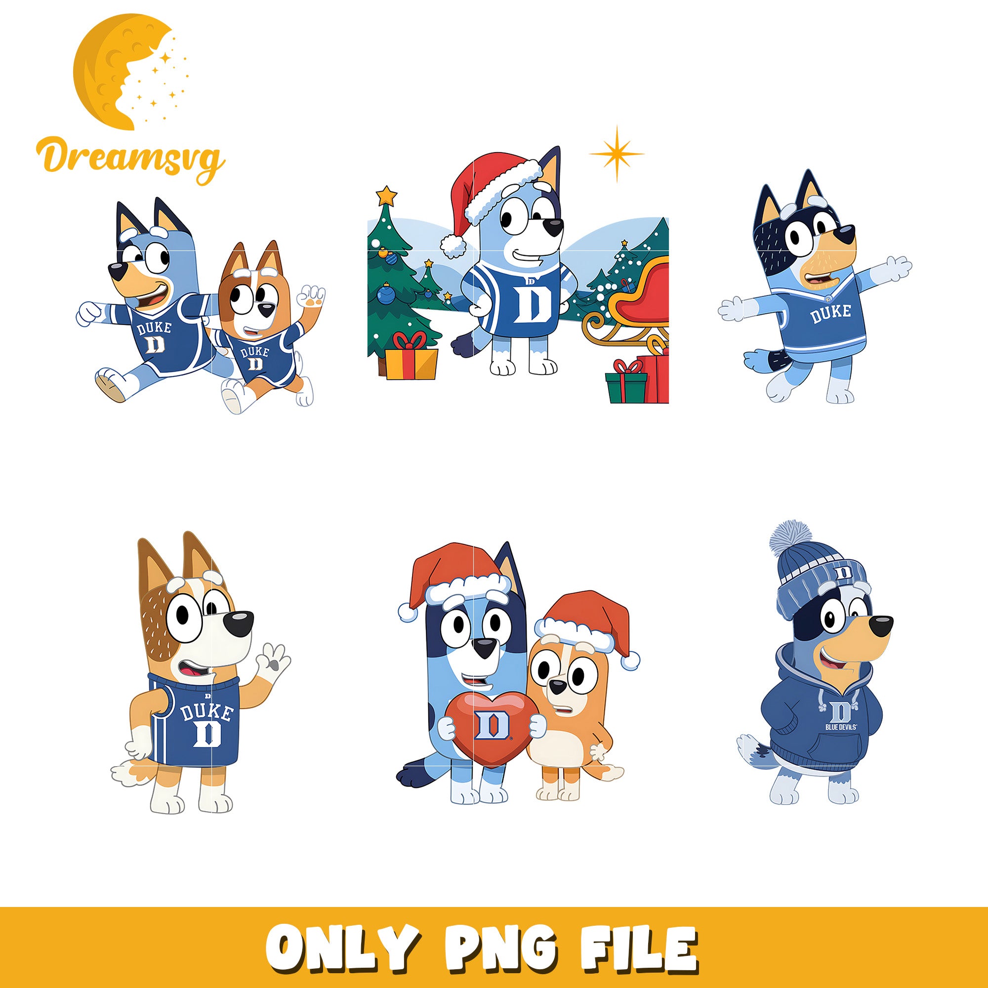 Bluey and Bingo cartoon bunde png, Duke Blue Devils png, ncaa png