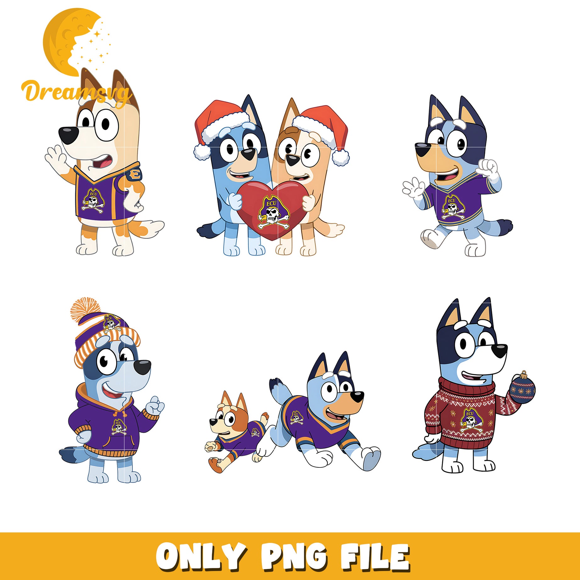 Bingo Bluey logo ncaa design bundle png, East Carolina Pirates png