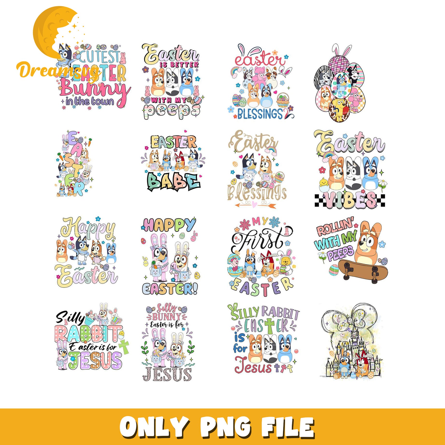 Bluey Easter Bunny PNG Bundle