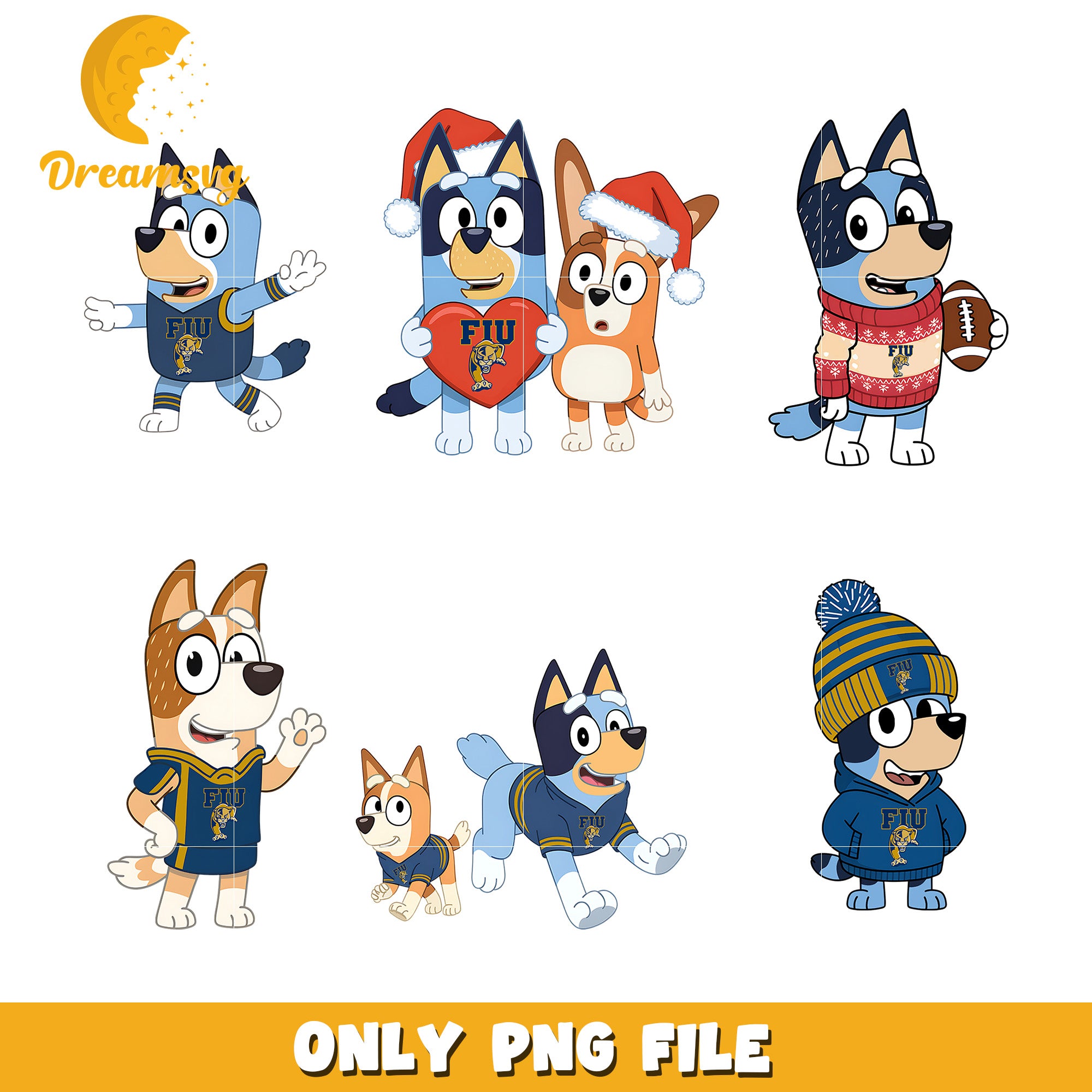 Bluey bingo cartoon character bundle png, FIU Panthers png
