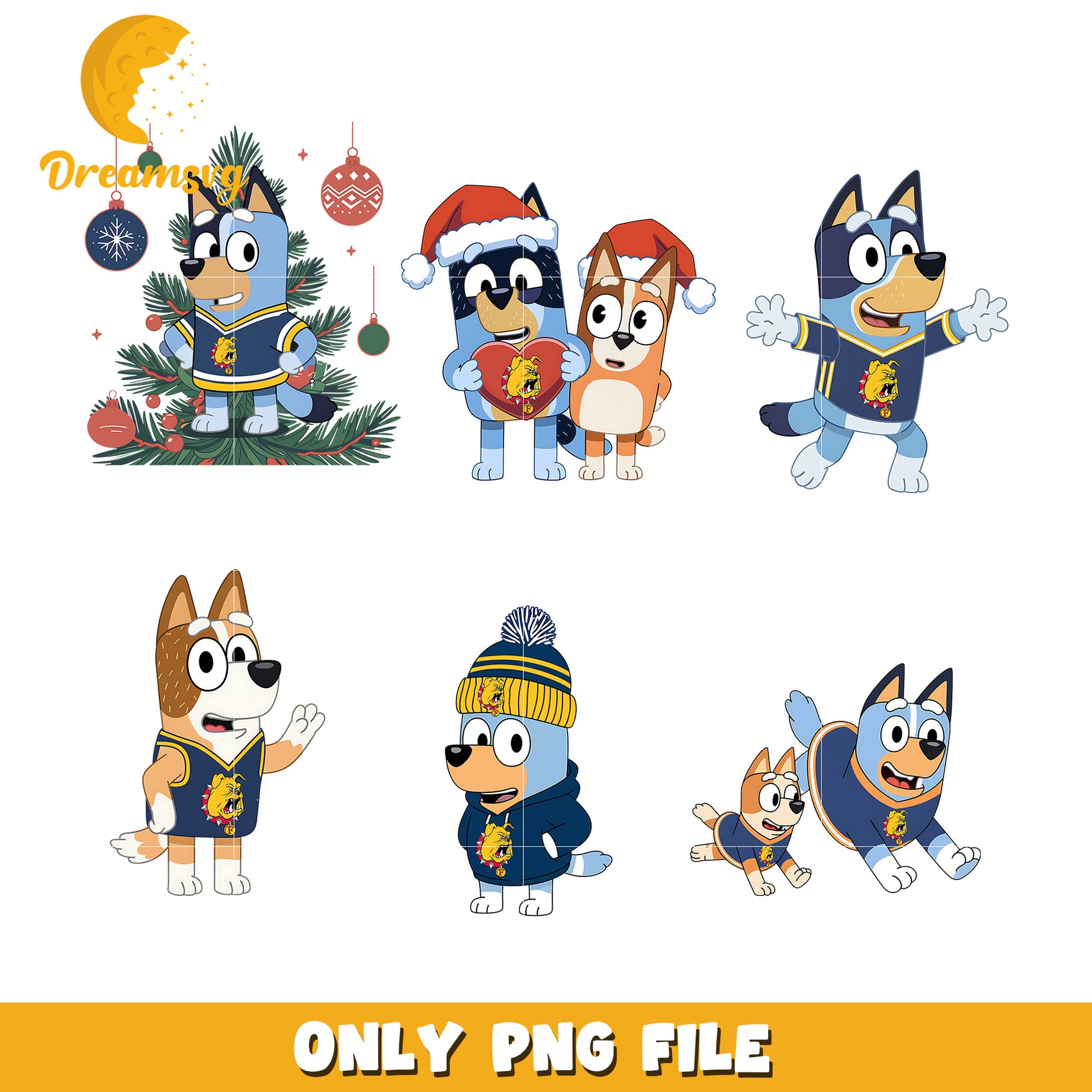 Bluey bingo character bundle png, Ferris State Bulldogs png, ncaa png