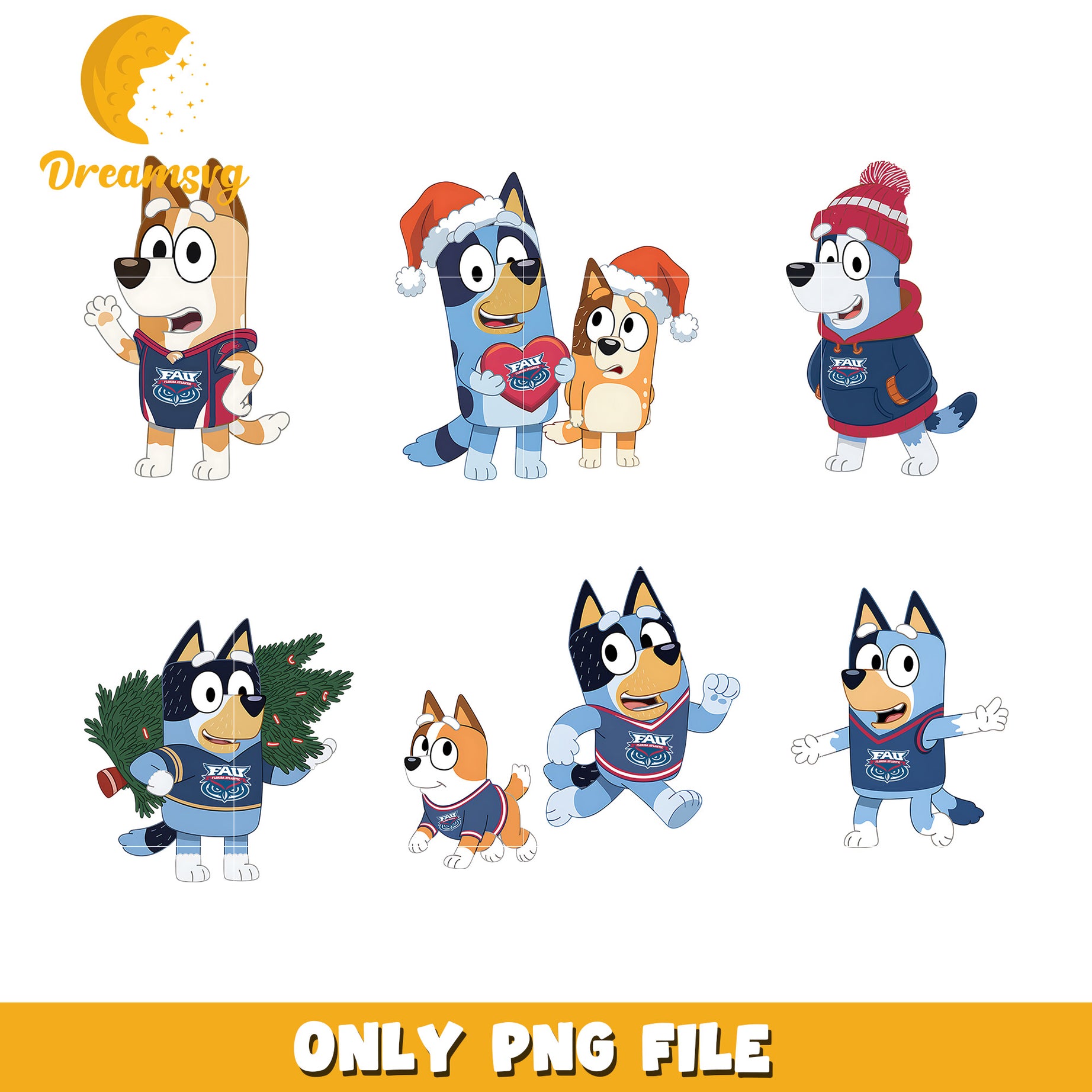 Bluey bingo cartoon bundle png, Florida Atlantic Owls png