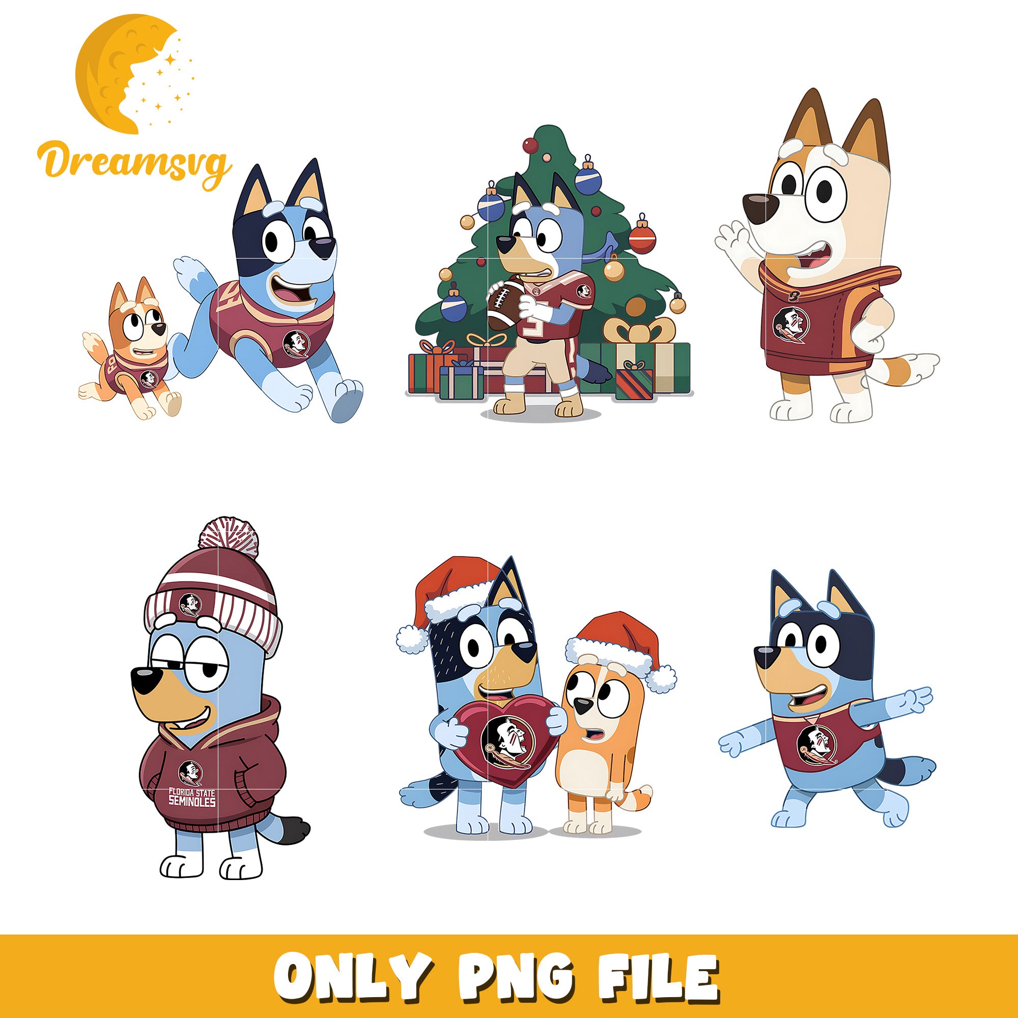 Bluey and bingo ncaa team bundle png, Florida State Seminoles png