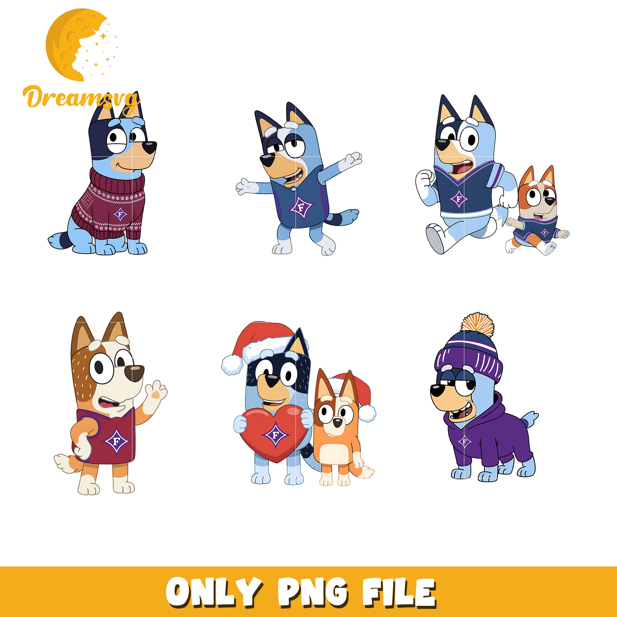 Bluey and bingo on christmas day bundle png, Furman Paladins png