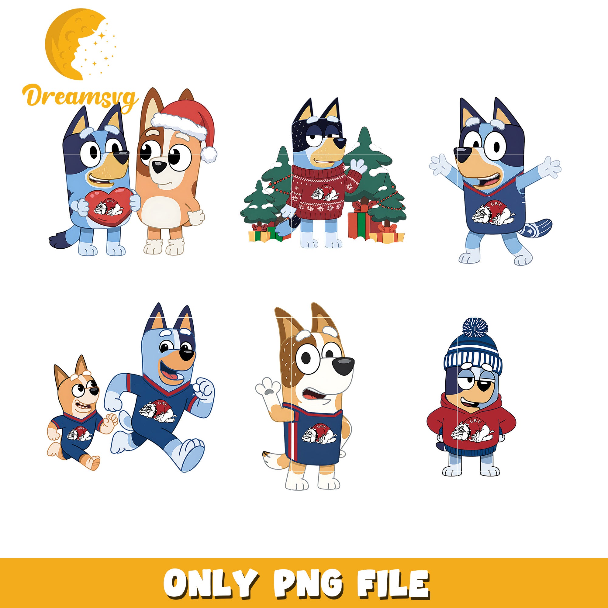 Bluey and bingo love ncaa bundle png, Gardner Webb Bulldogs png