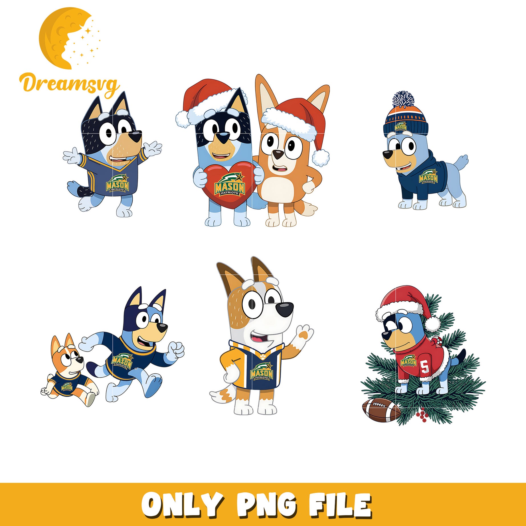 Bluey and bingo ncaa bundle png, George Mason Patriots png, ncaa png