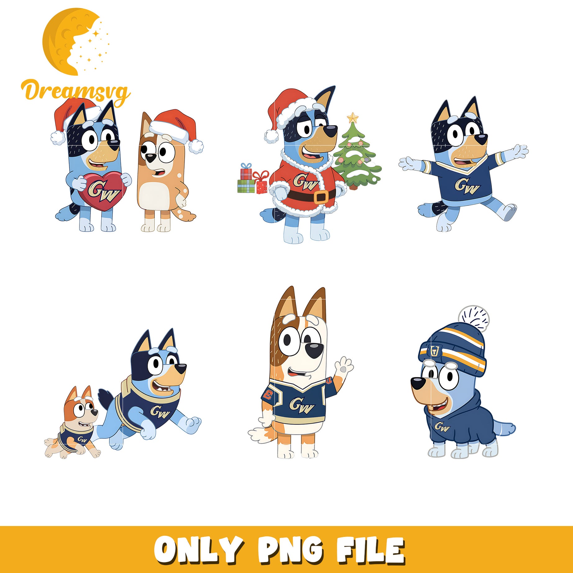 Bluey and bingo logo bundle png, George Washington Colonials png