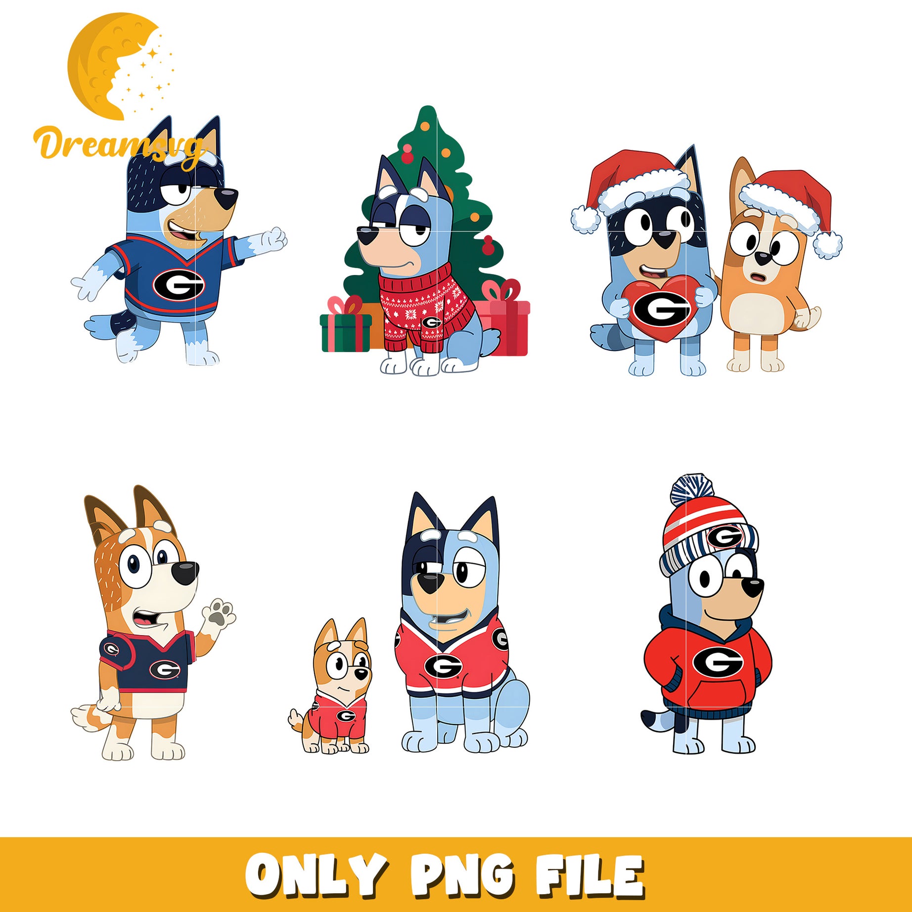 Bluey and bingo bundle png, Georgia Bulldogs png, ncaa png