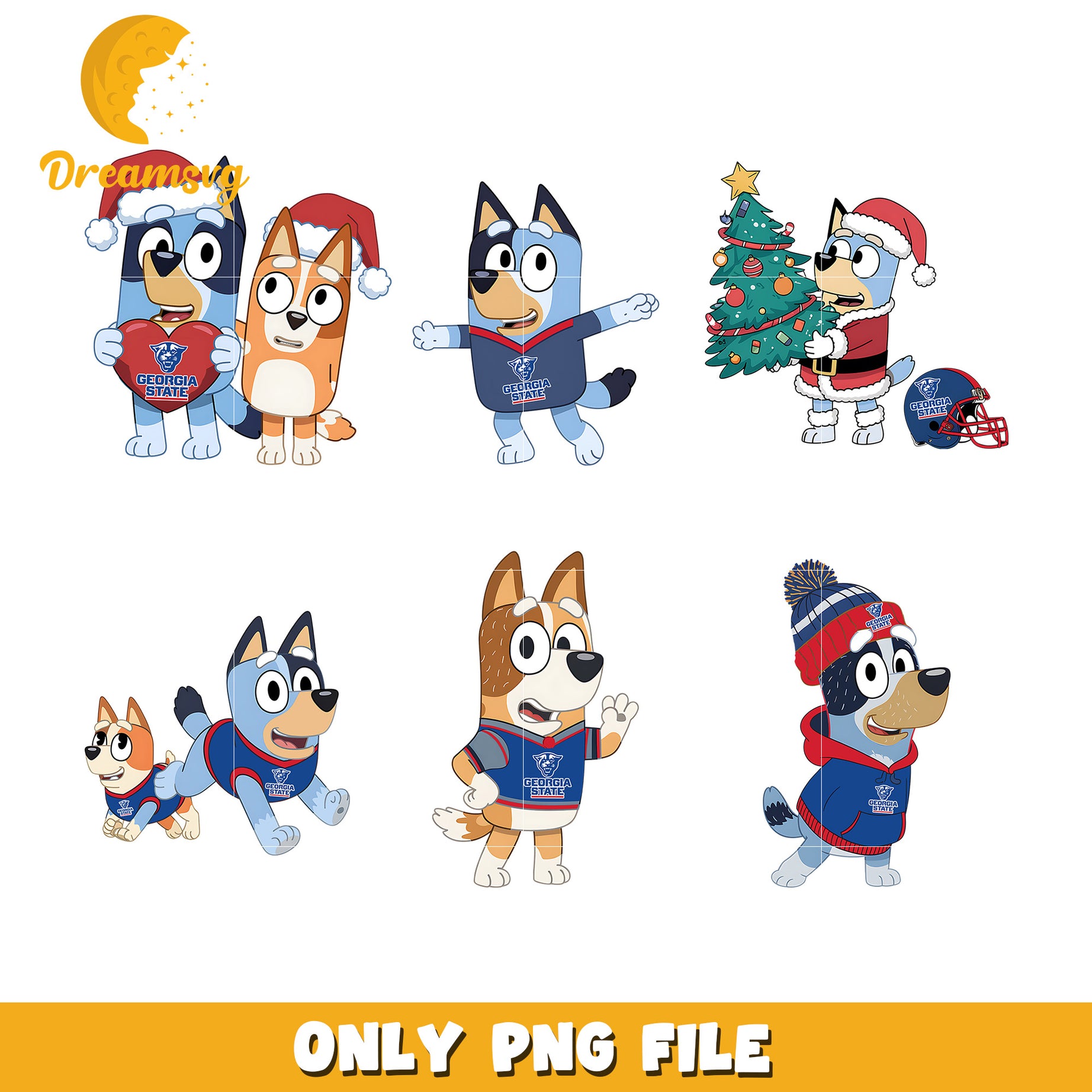 Bingo Bluey cartoon character bundle png, Georgia State Panthers png