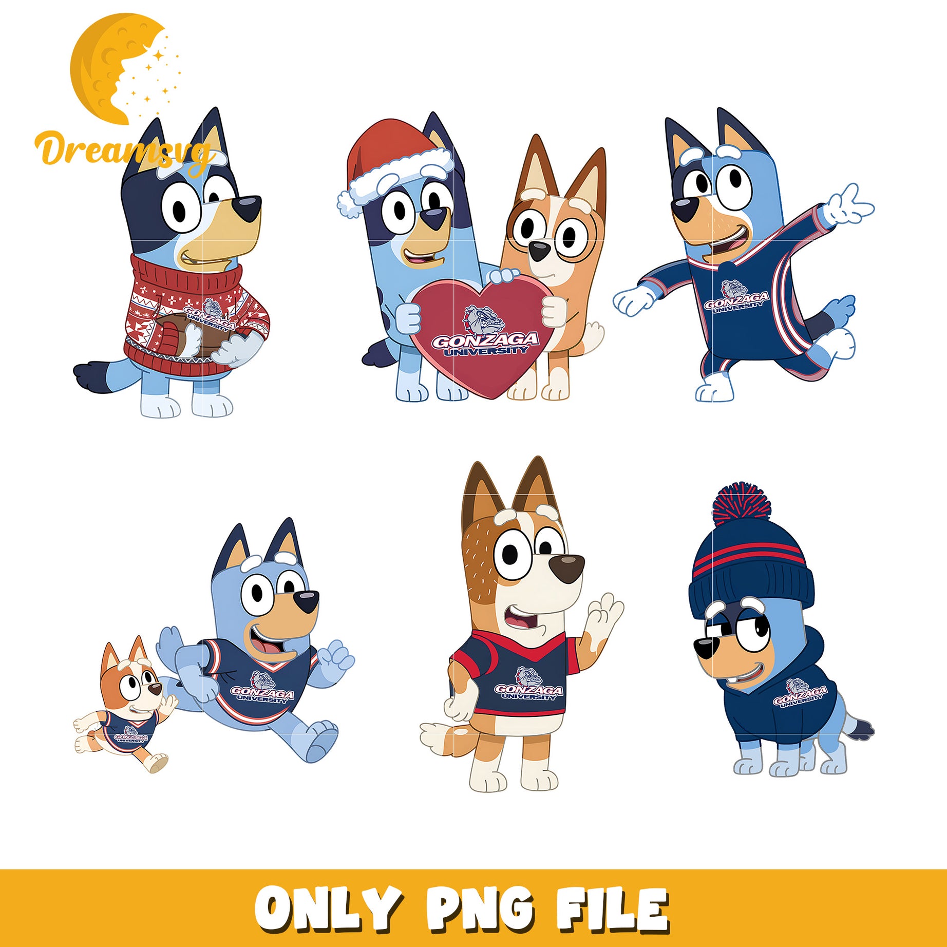 Bingo Bluey on christmas bundle png, Gonzaga Bulldogs png