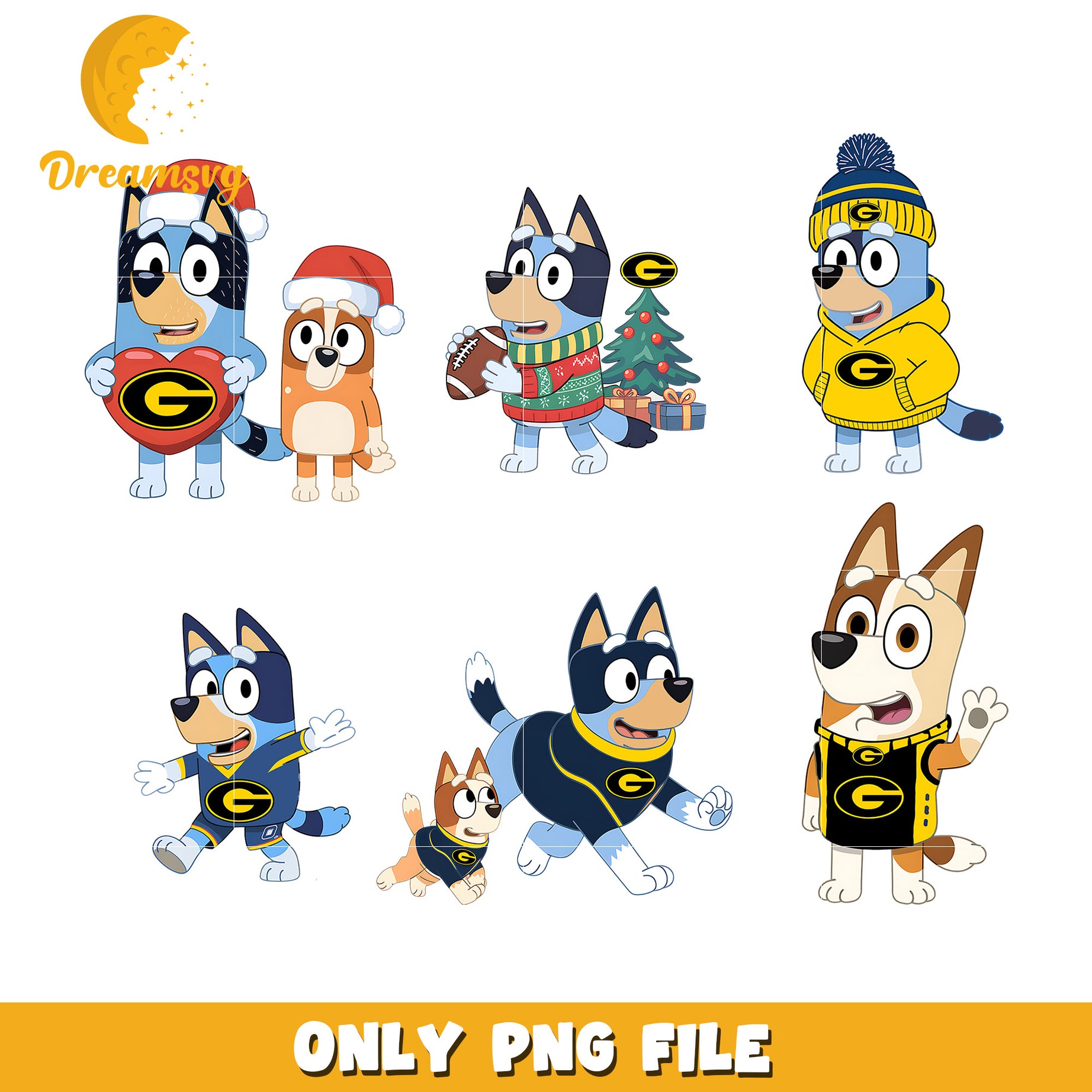 Bluey bingo ncaa team bundle png, Grambling State Tigers png