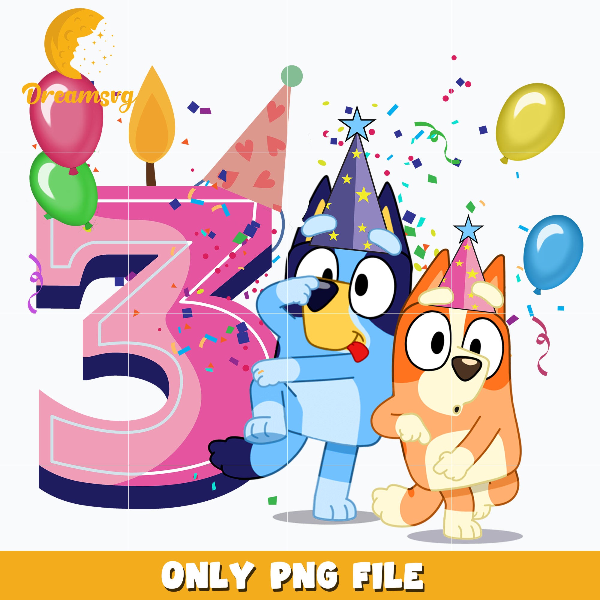 Bluey Happy 3rd Birthday png, png, dxf, eps file FN00002. – DreamSVG Store