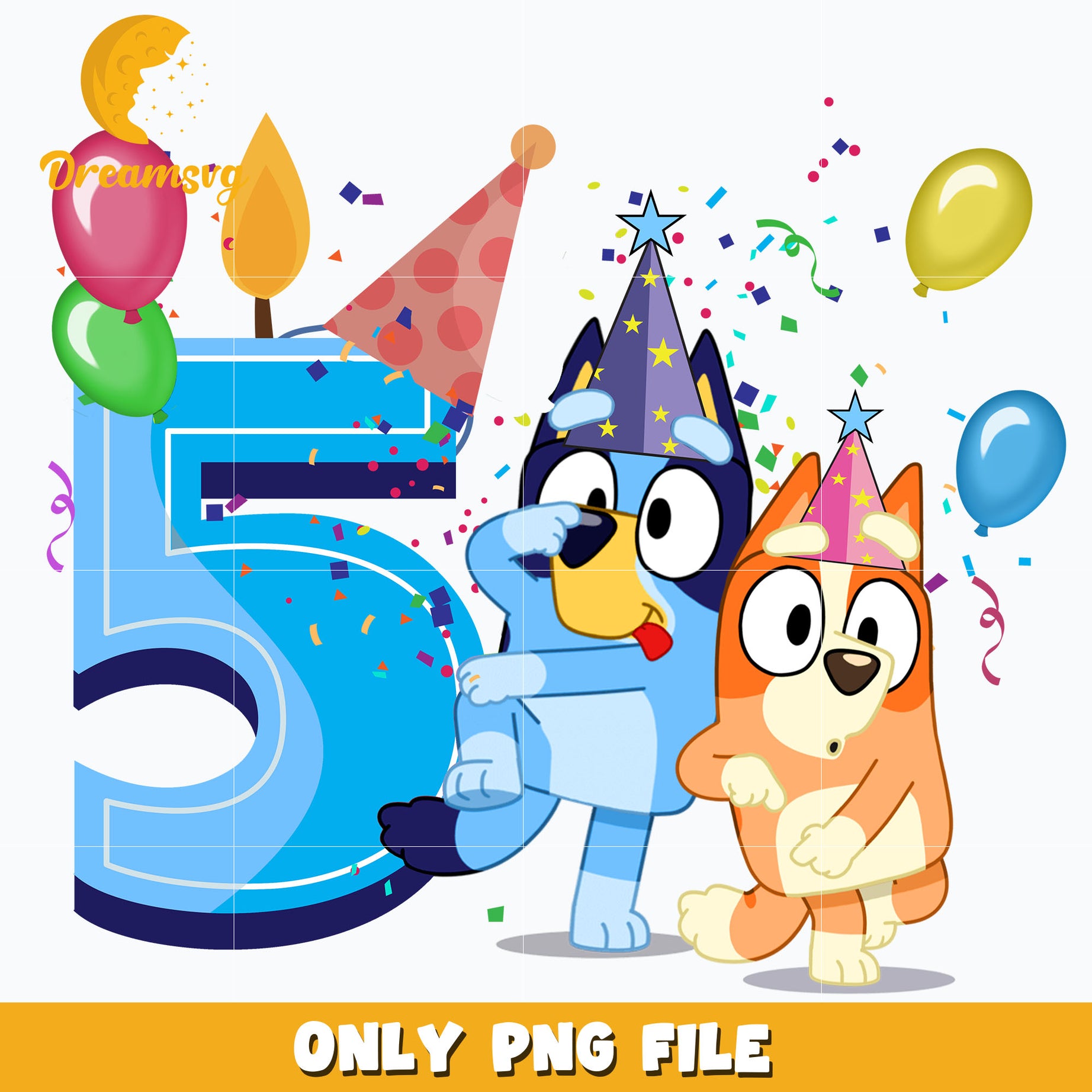 Bluey Happy 5th Birthday png