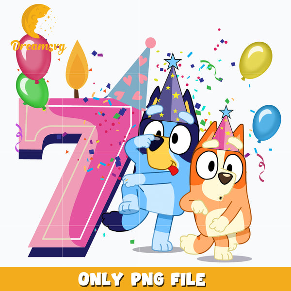 Bluey Happy 7th Birthday png
