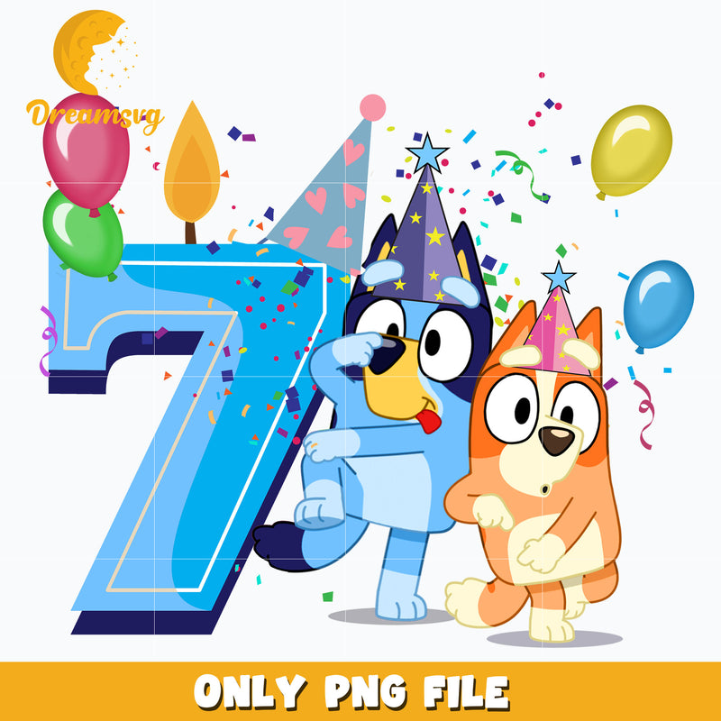 Bluey Happy 7th Birthday png