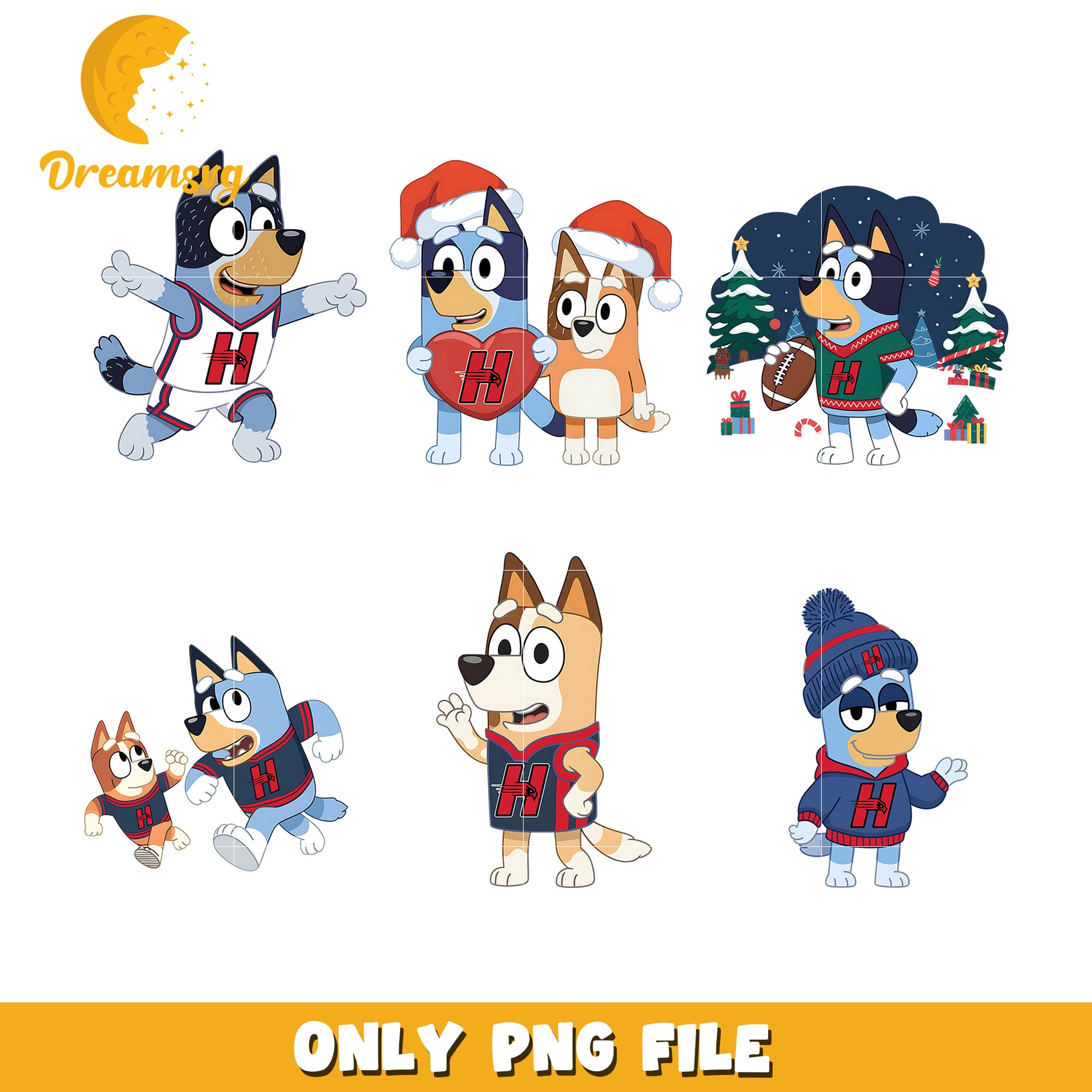 Bluey bingo characters ncaa bundle png, Hartford Hawks png