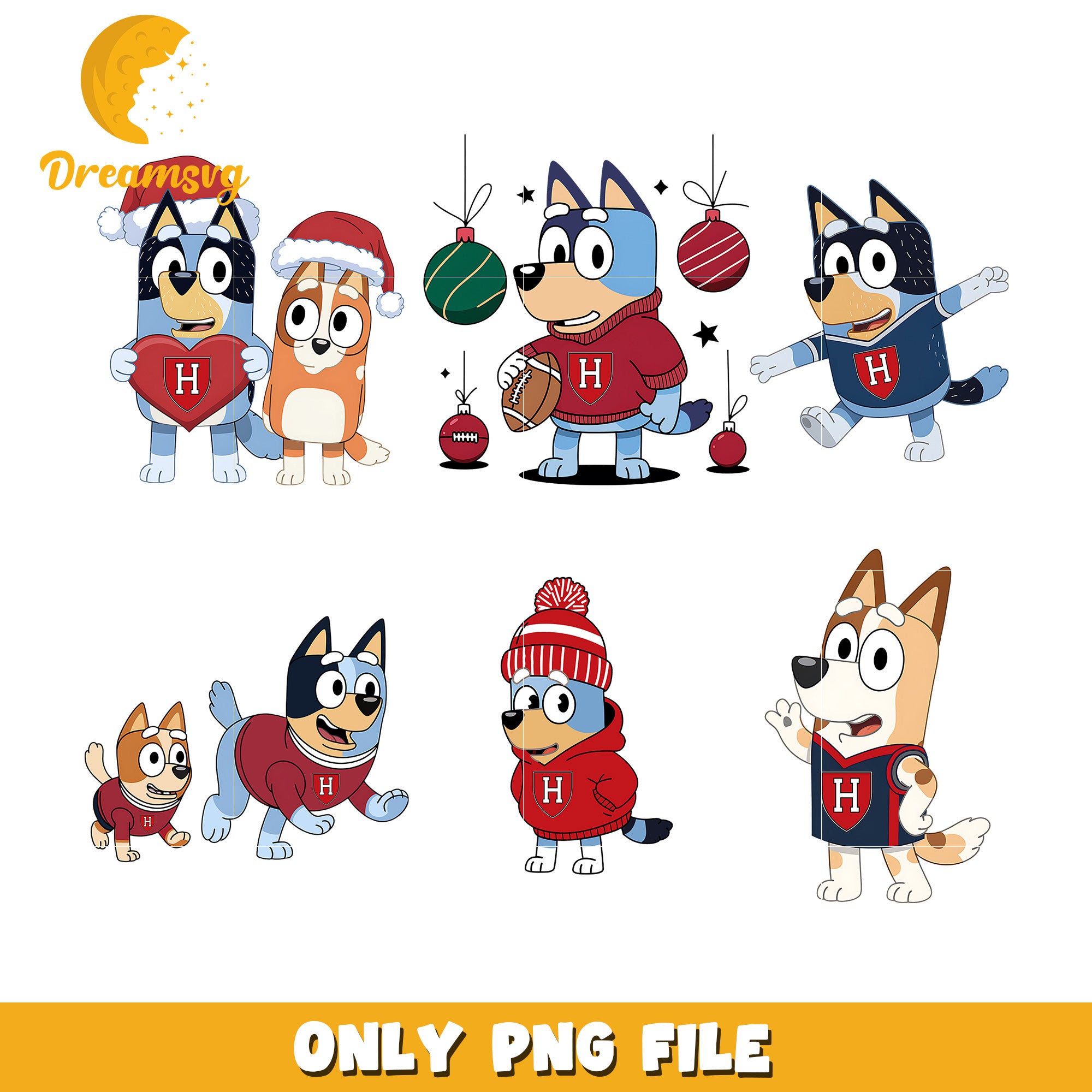 Bluey and bingo cartoon bundle png, Harvard Crimson png
