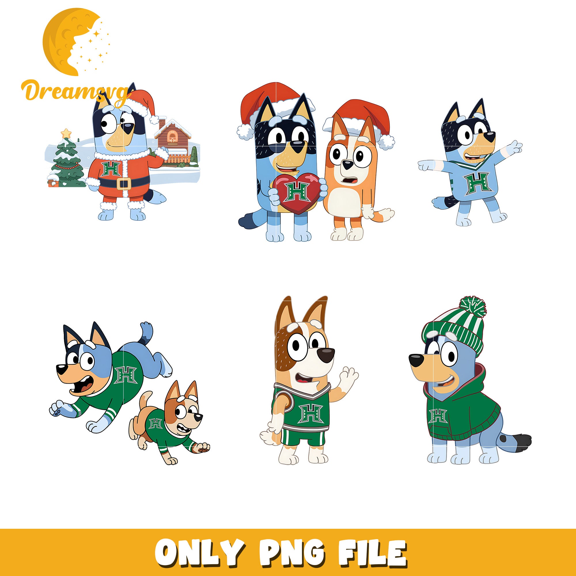 Bluey bingo cartoon characters bundle png, Hawaii Warriors png