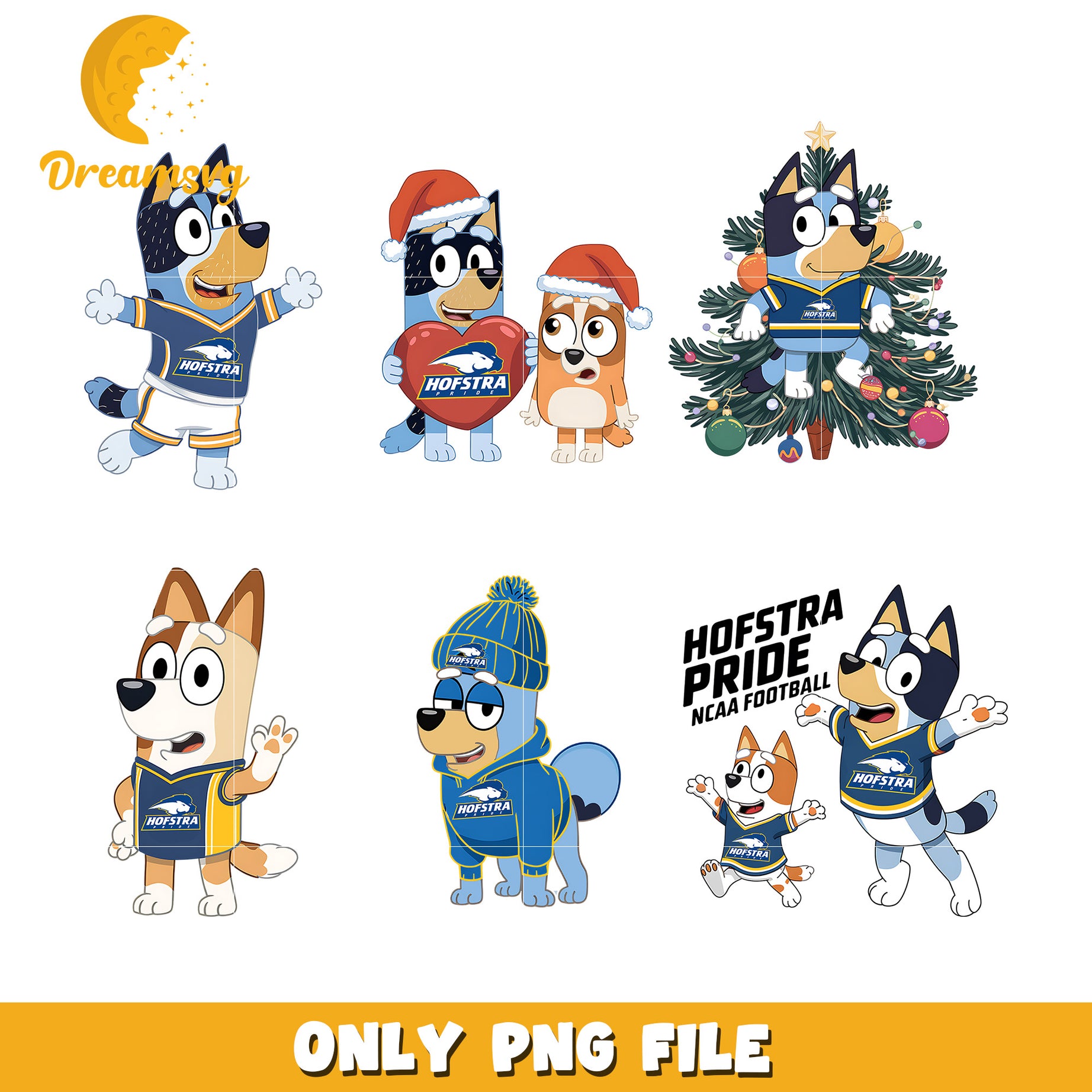 Bluey and bingo cartoon character bundle png, Hofstra Pride png