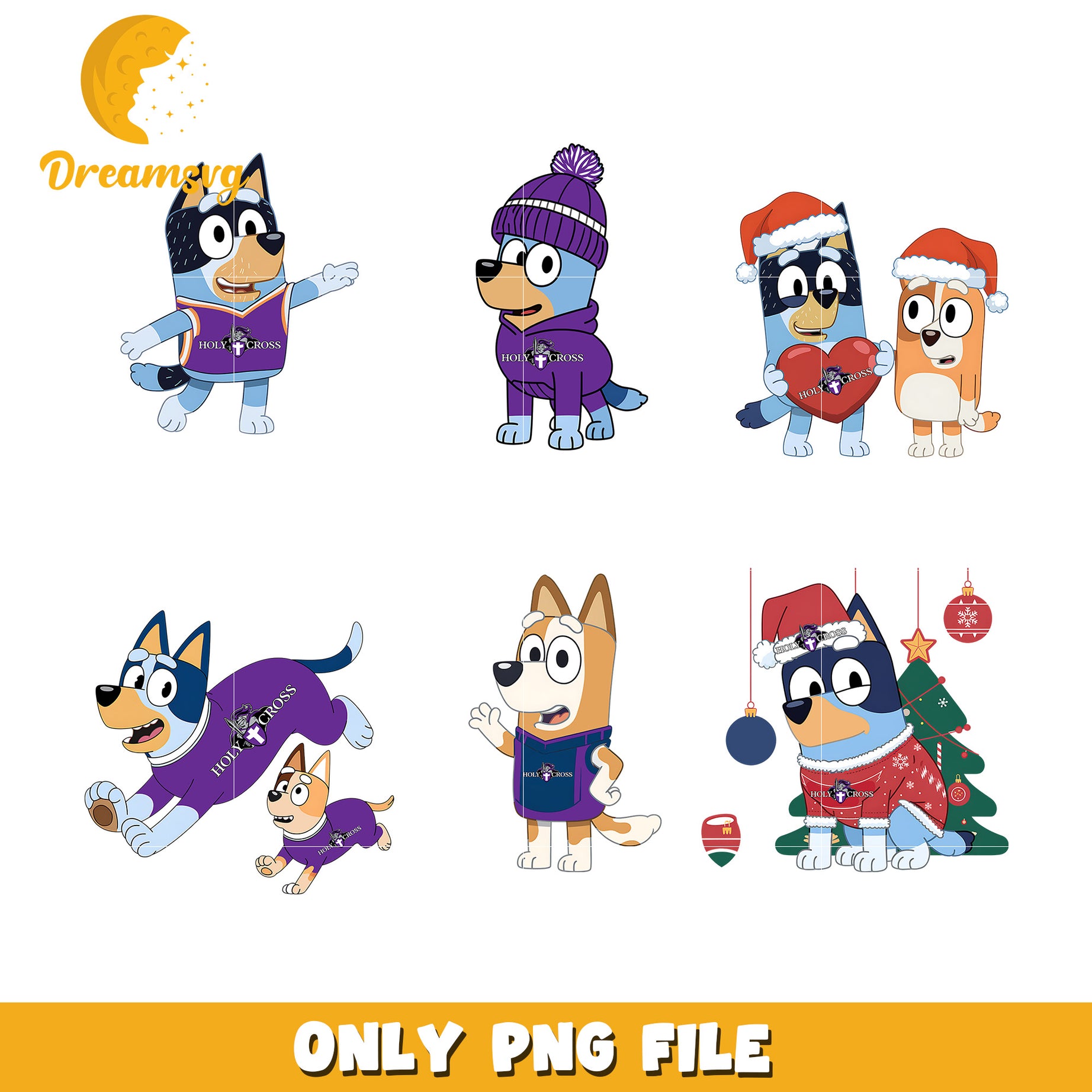 Bluey and bingo ncaa bundle png, Holy Cross Crusadersn png