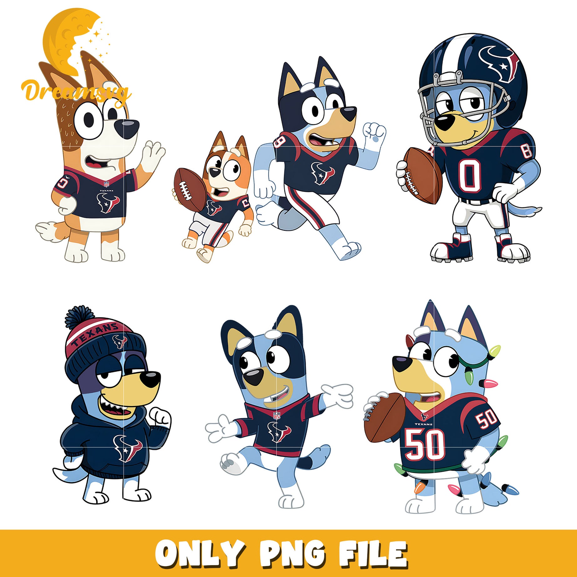 Bluey and Bingo christmas bundle png, Houston Texans png, nfl png