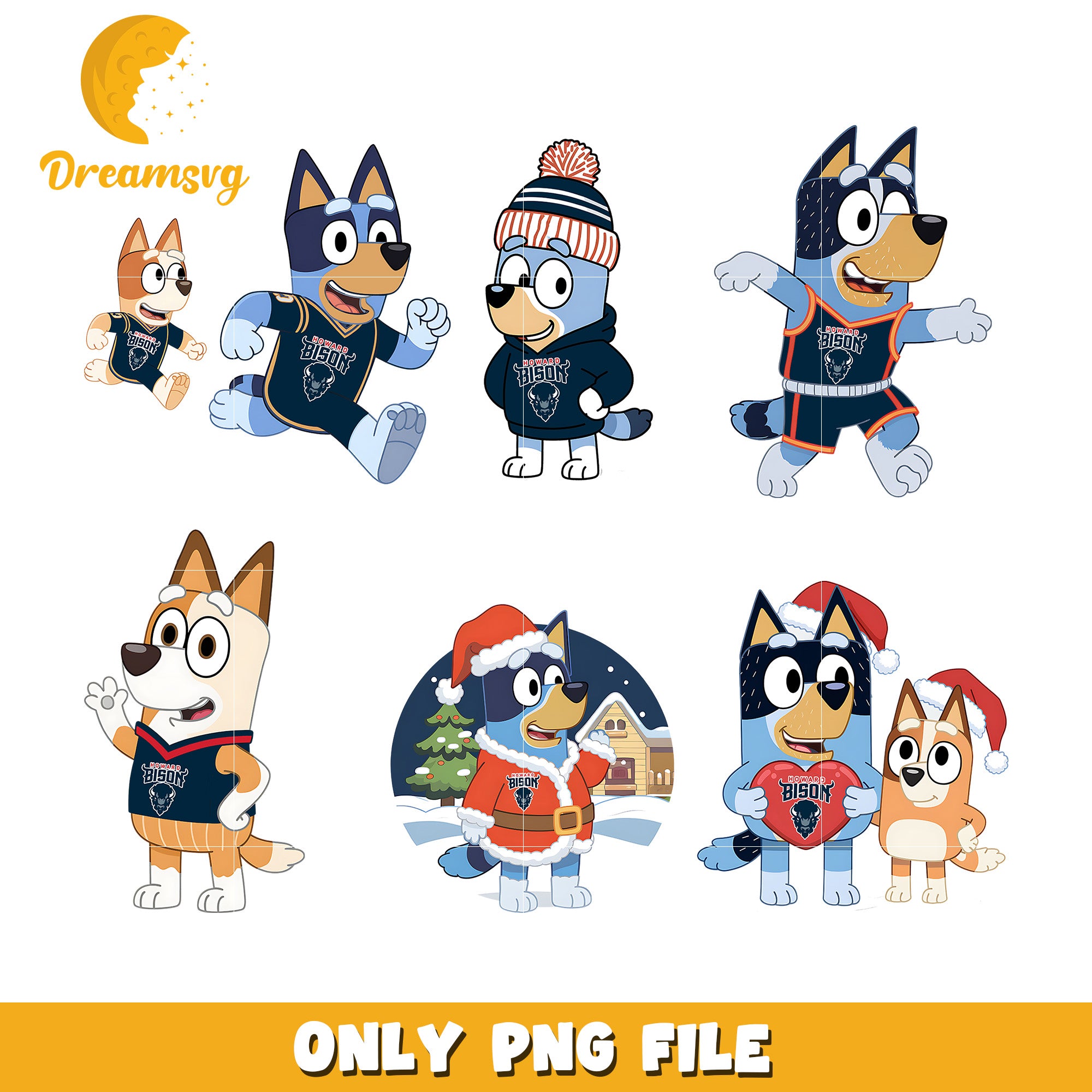 Bluey and bingo christmas day bundle png, Howard Bison png