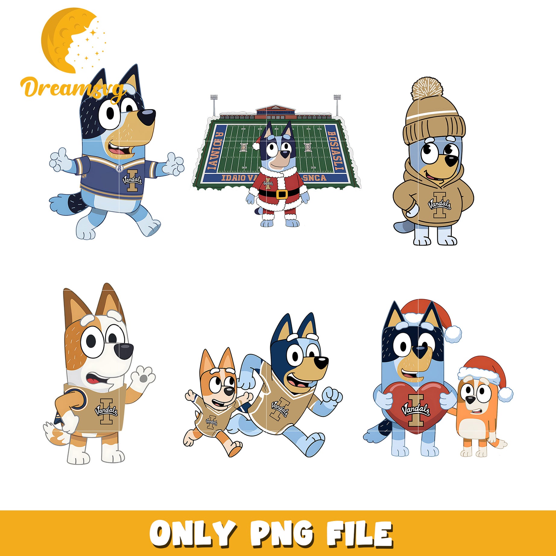 Bluey bingo on christmas day bundle png, Idaho Vandals png