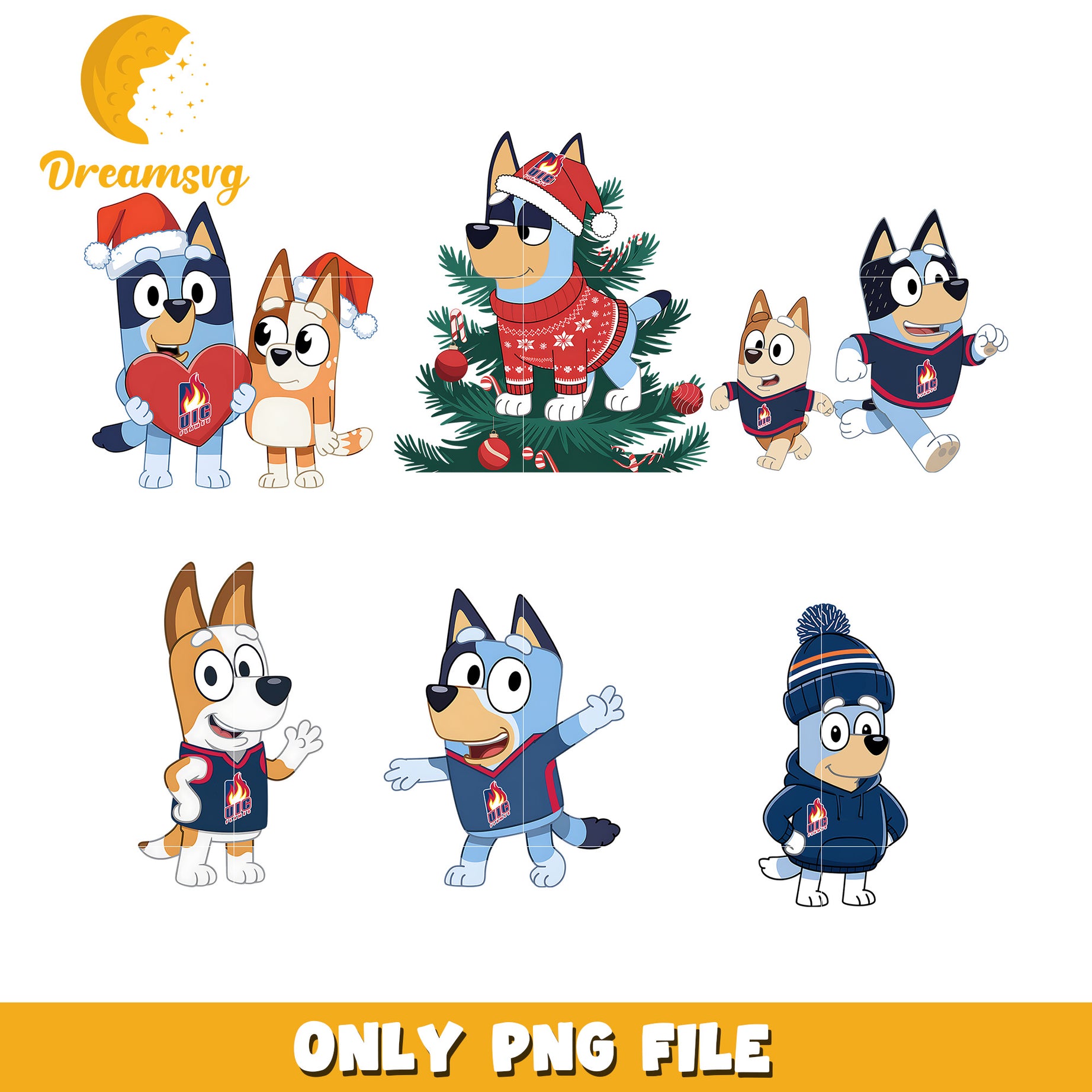 Bluey bingo logo team bundle png, Illinois Chicago Flamess png