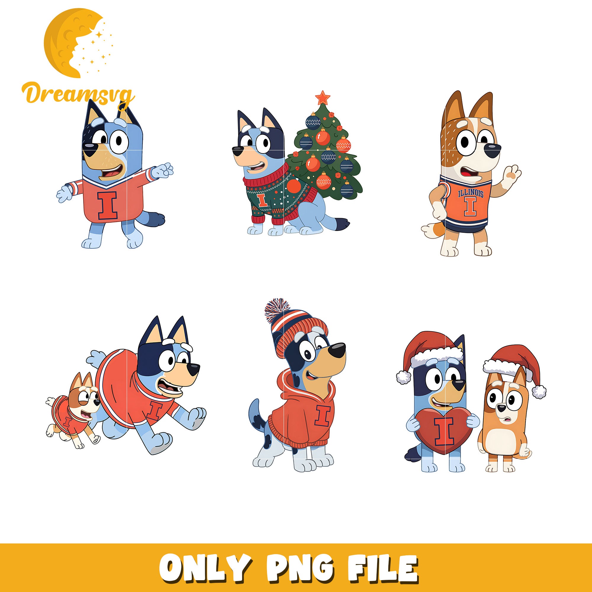 Bluey bingo logo ncaa bundle png, Illinois Fighting Illini png