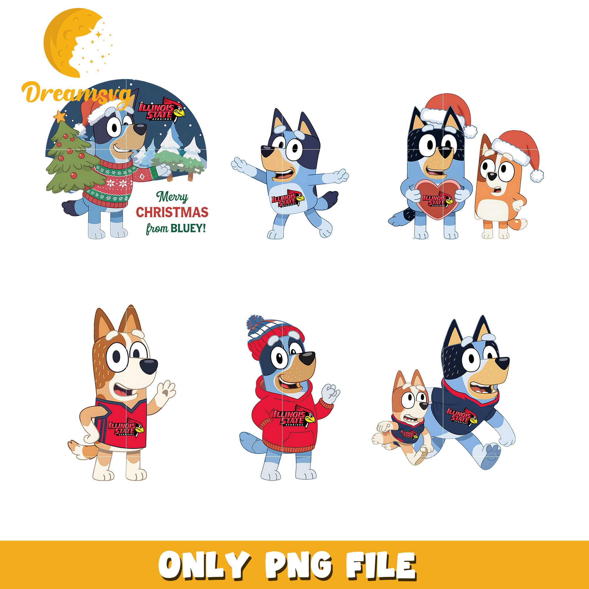 Bluey bingo christmas bundle png, Illinois State Redbirds png, ncaa png