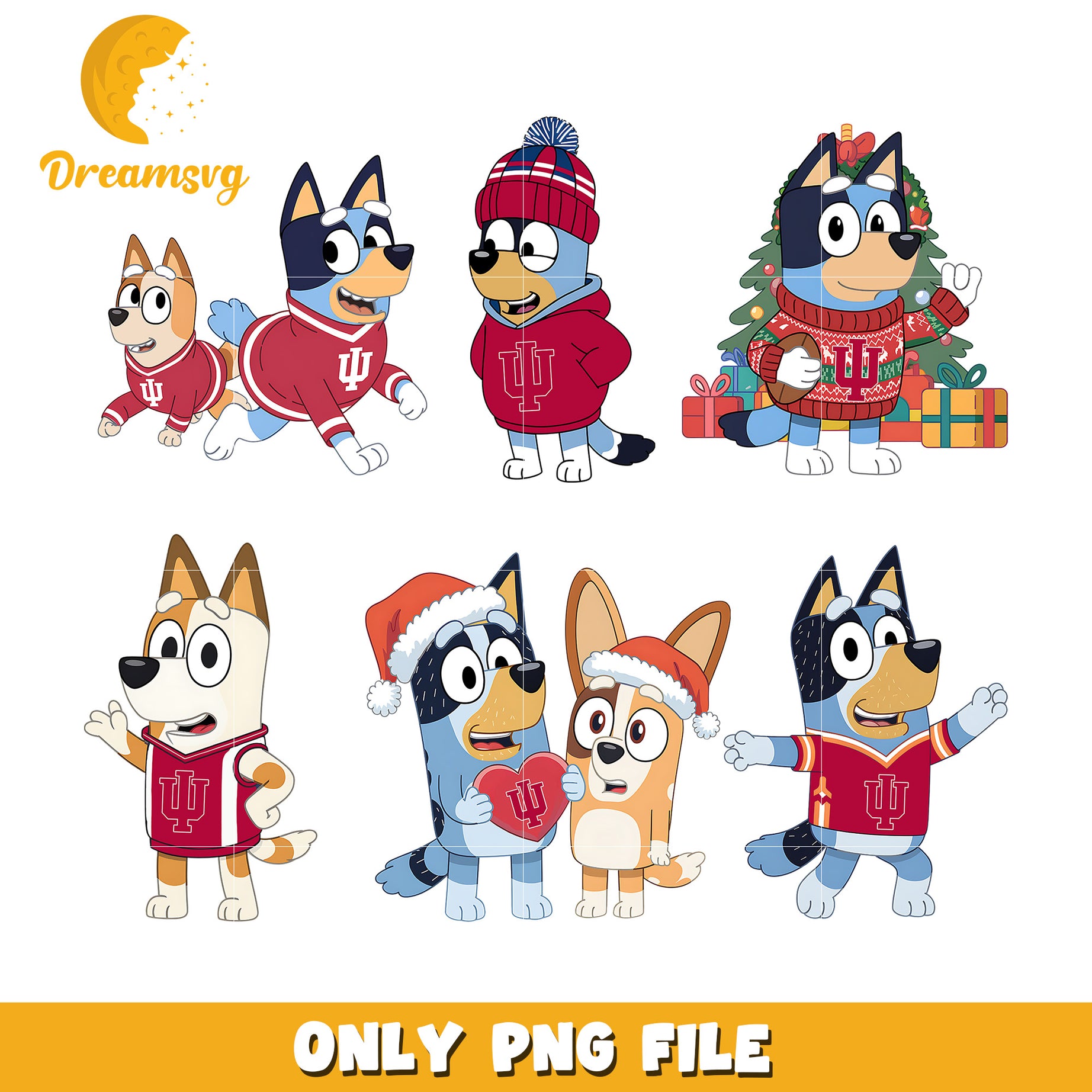 Bluey and bingo bundle png, Indiana Hoosiers png, ncaa png