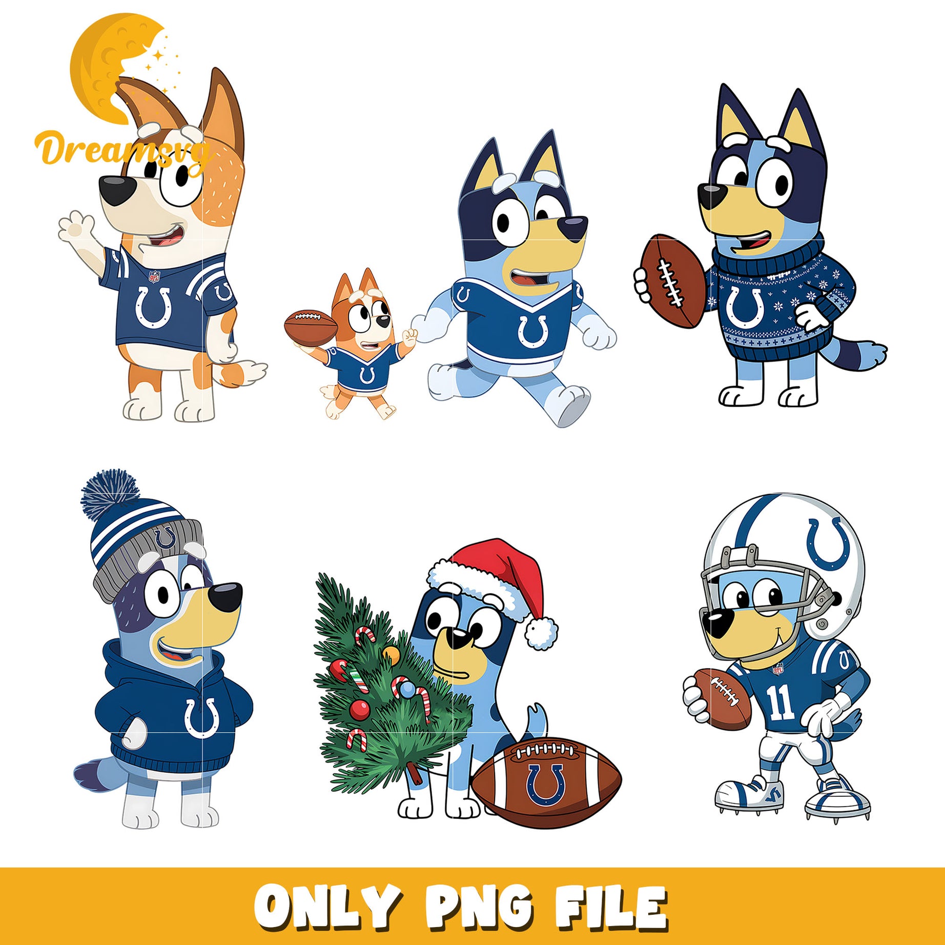 Bluey Bingo ncaa fan bundle png, Indianapolis Colts png, nfl png