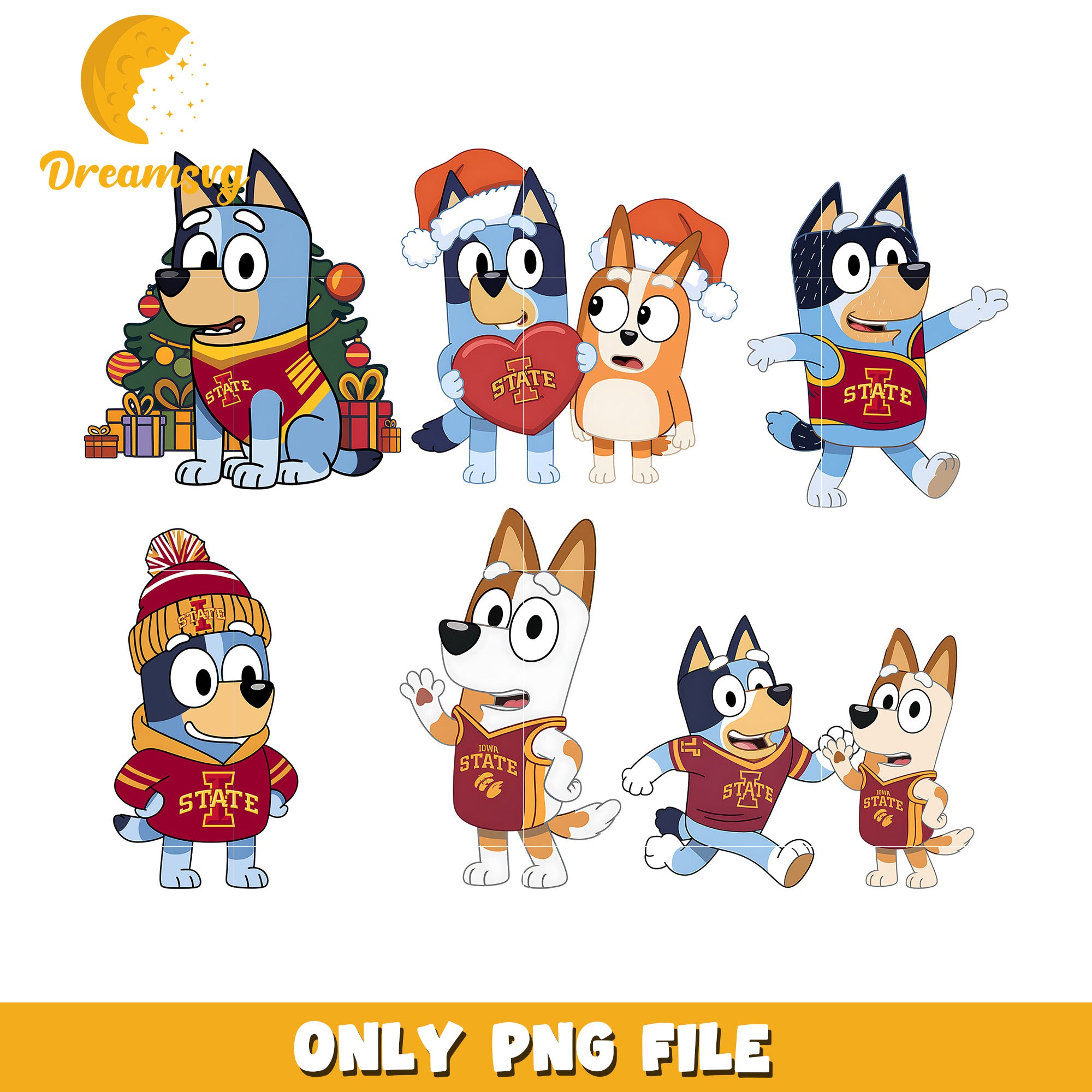 Bluey Bingo merry christmas bundle png, Iowa State Cyclones png