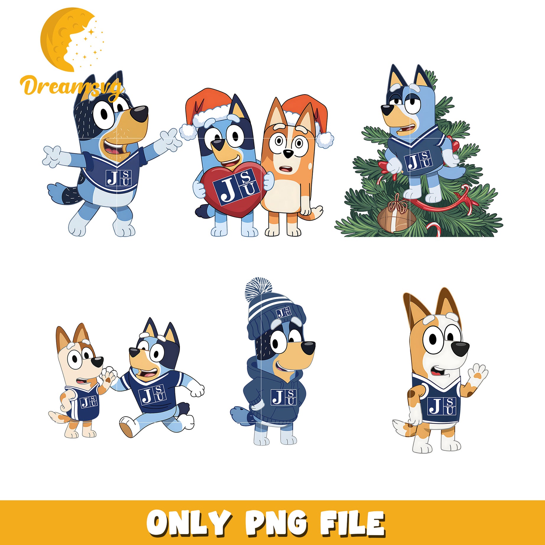 Bluey Bingo christmas day bundle png, Jackson State Tigers png