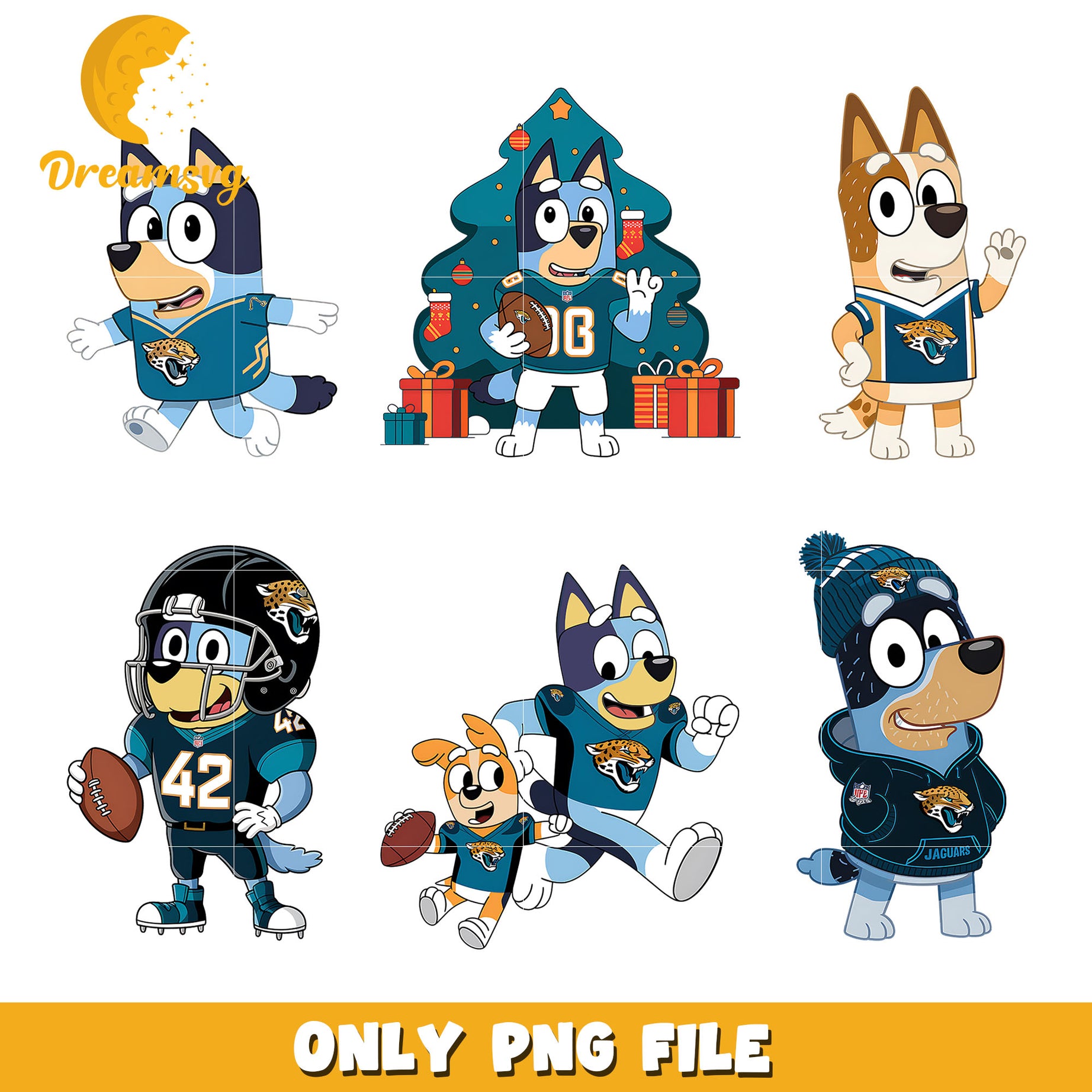 Bluey and Bingo logo bundle png, Jacksonville Jaguars png, nfl png