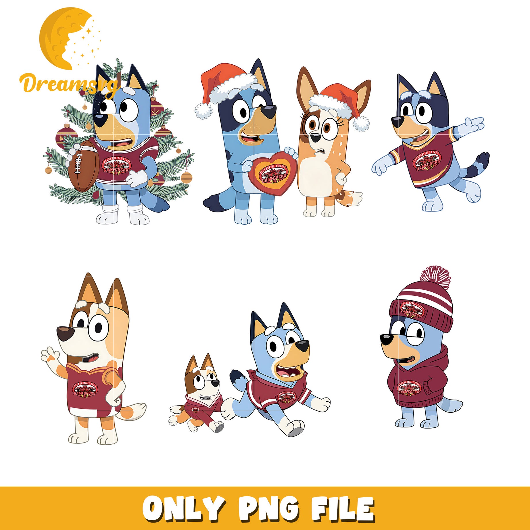Bluey Bingo bundle png, Jacksonville State Gamecocks png