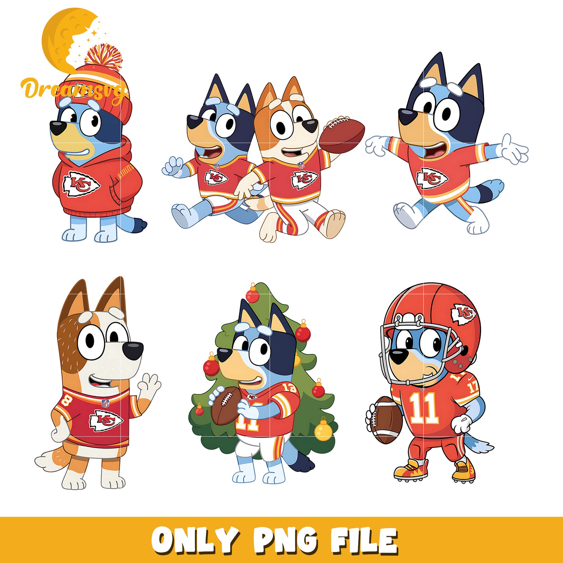 Bluey and Bingo winter bundle png, Kansas City Chiefs png, nfl png