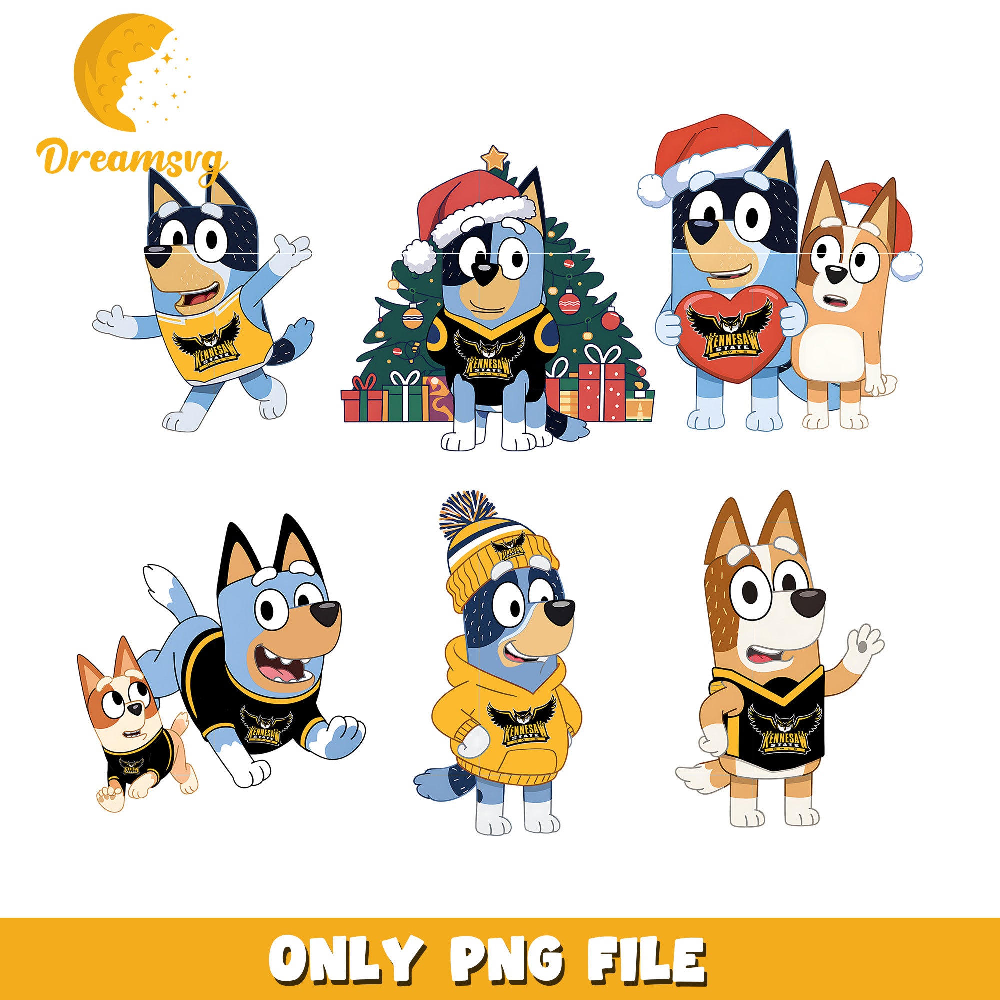 Bluey Bingo ncaa team bundle png, Kennesaw State Owls png, ncaa png