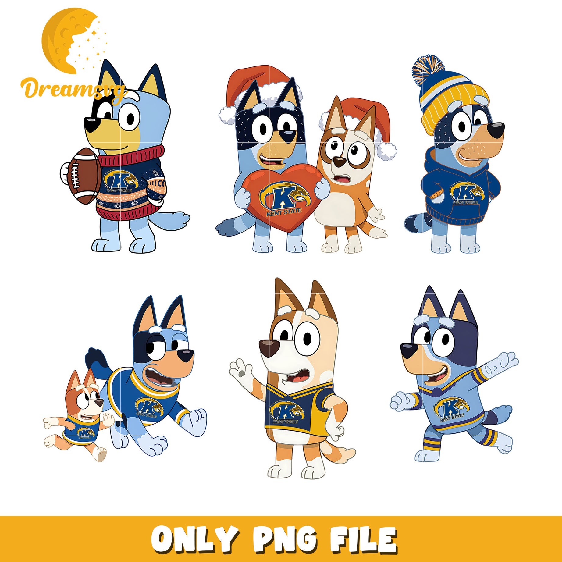 Bluey Bingo bundle png, Kent State Golden Flashes png, ncaa png