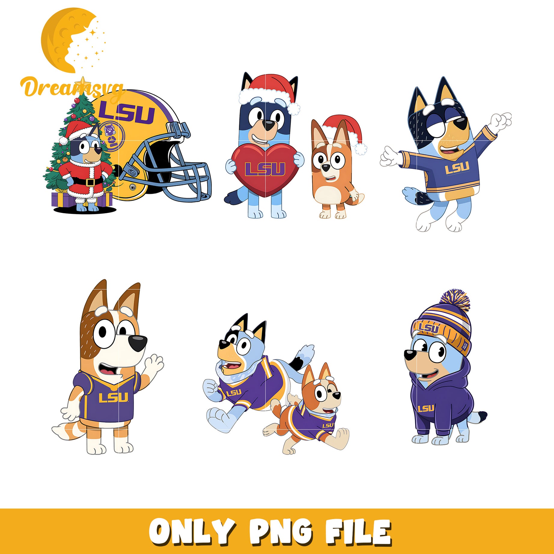 Bluey bingo character love ncaa bundle png, LSU Tigers png, ncaa png