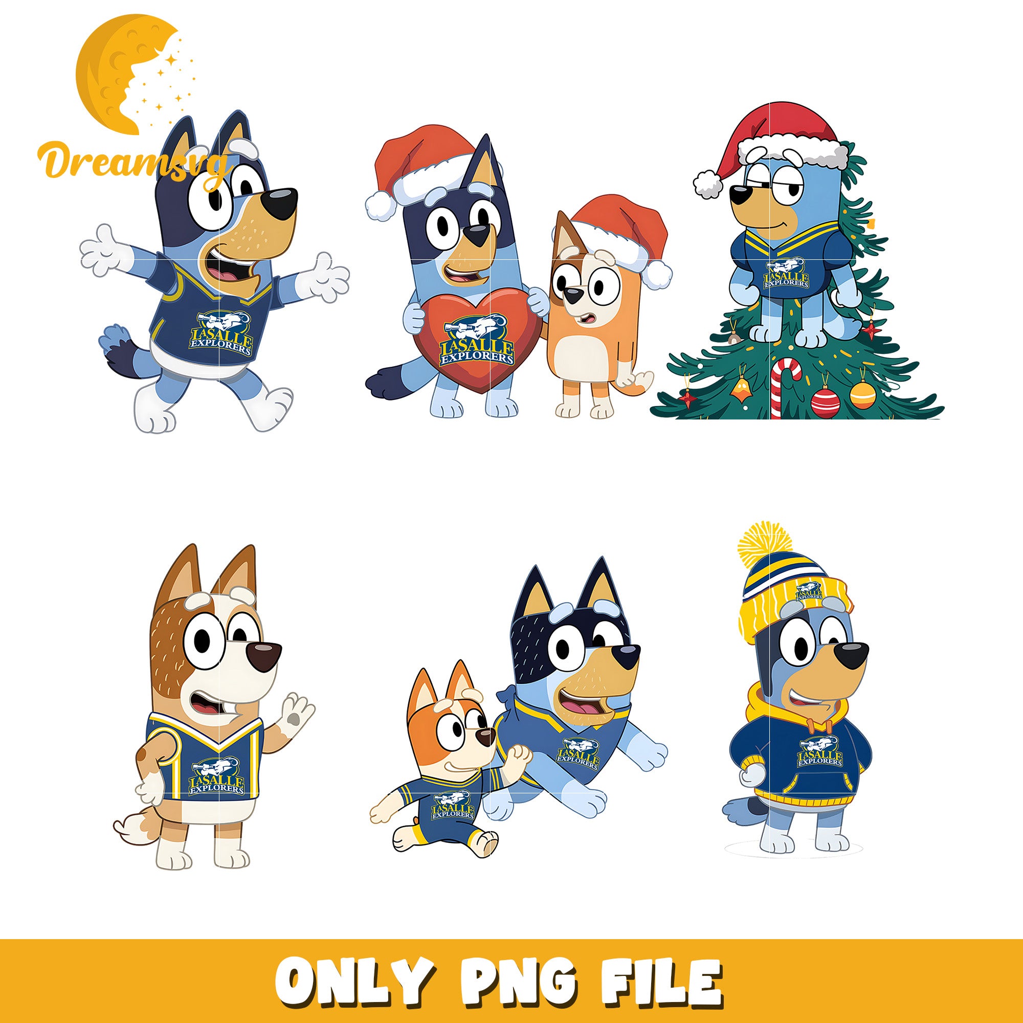 Bluey Bingo on christmas day bundle png, La Salle Explorers png
