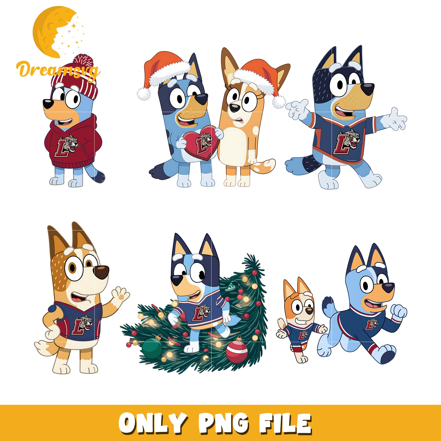 Bingo Bluey cartoon bundle png, Lafayette Leopards png, ncaa png