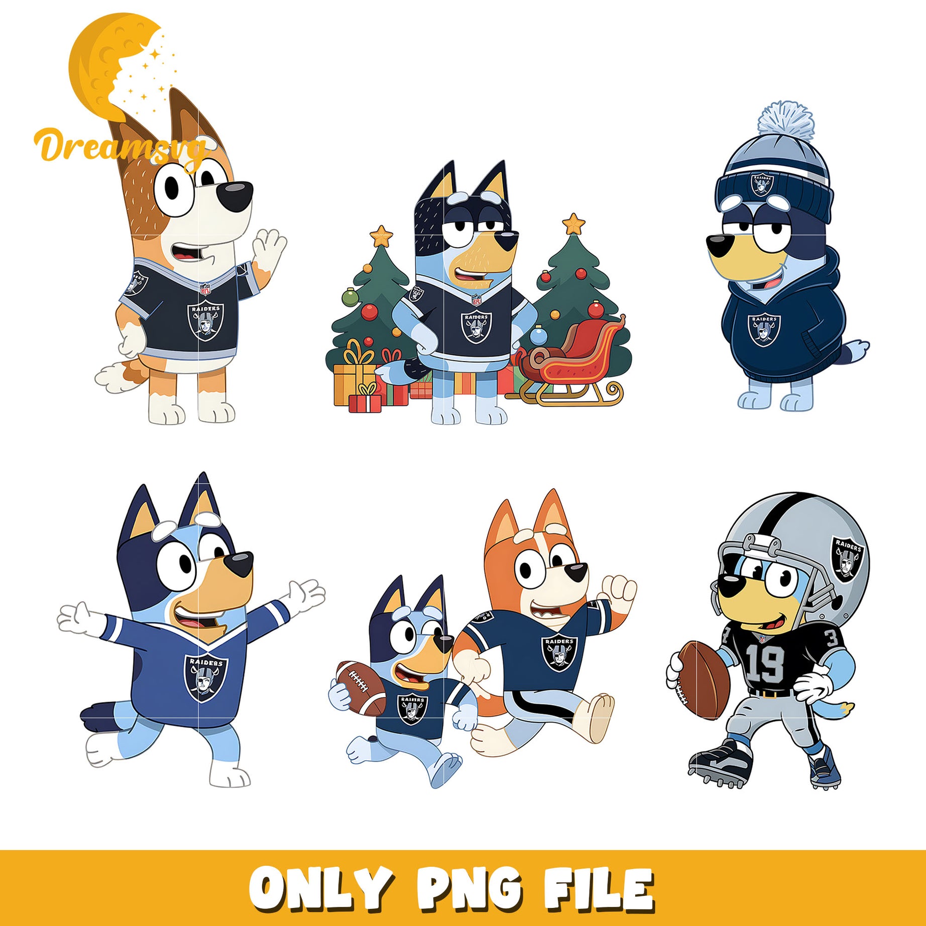 Bluey and Bingo bundle png, Las Vegas Raiders png, nfl png