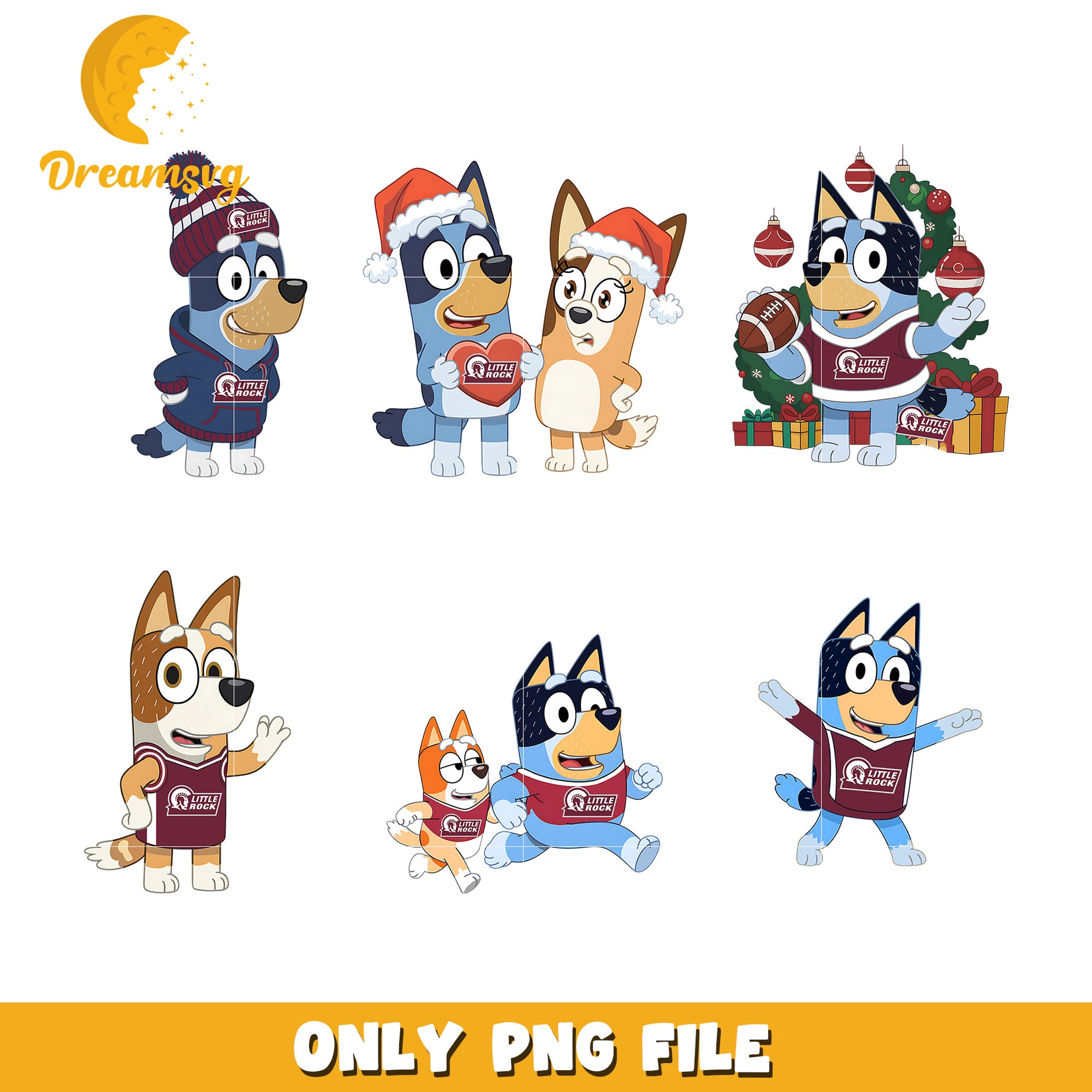 Bingo Bluey love sports bundle png, Little Rock Trojans png, ncaa png