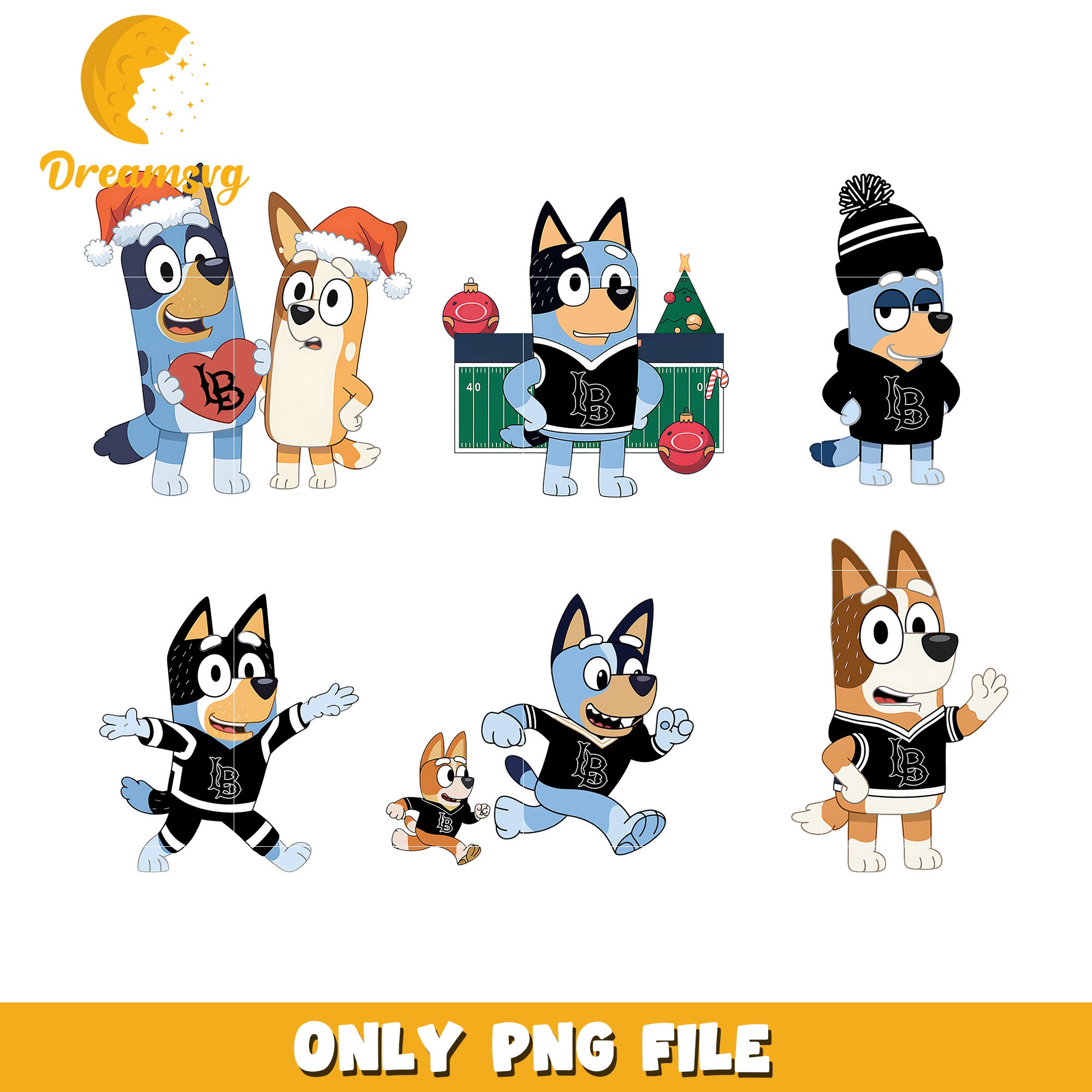 Bingo Bluey christmas bundle png, Long Beach State 49ers png, ncaa png