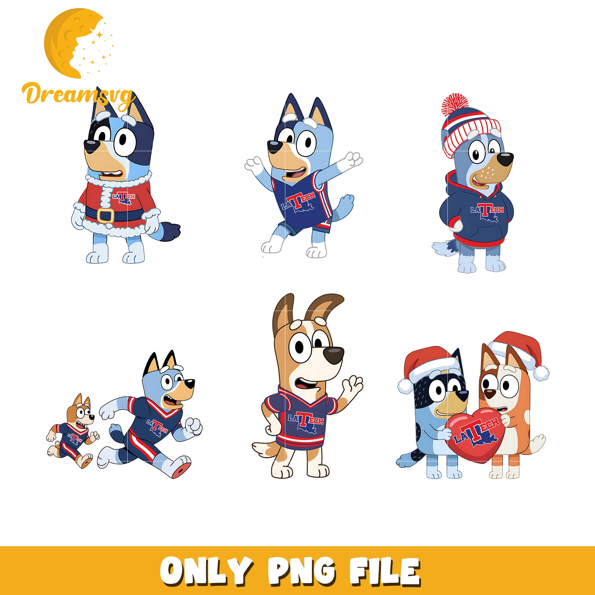 Bluey christmas day bundle png, Louisiana Monroe Warhawks png, ncaa png