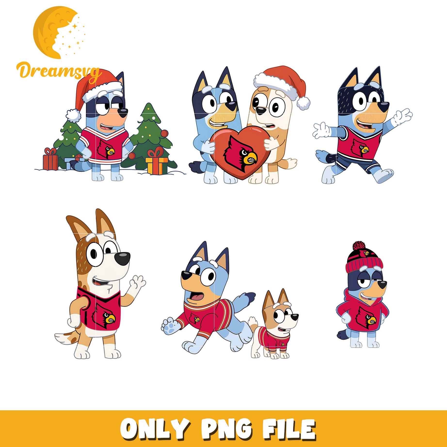 Bluey cartoon bundle png, Louisiana Ragin Cajuns png, ncaa png
