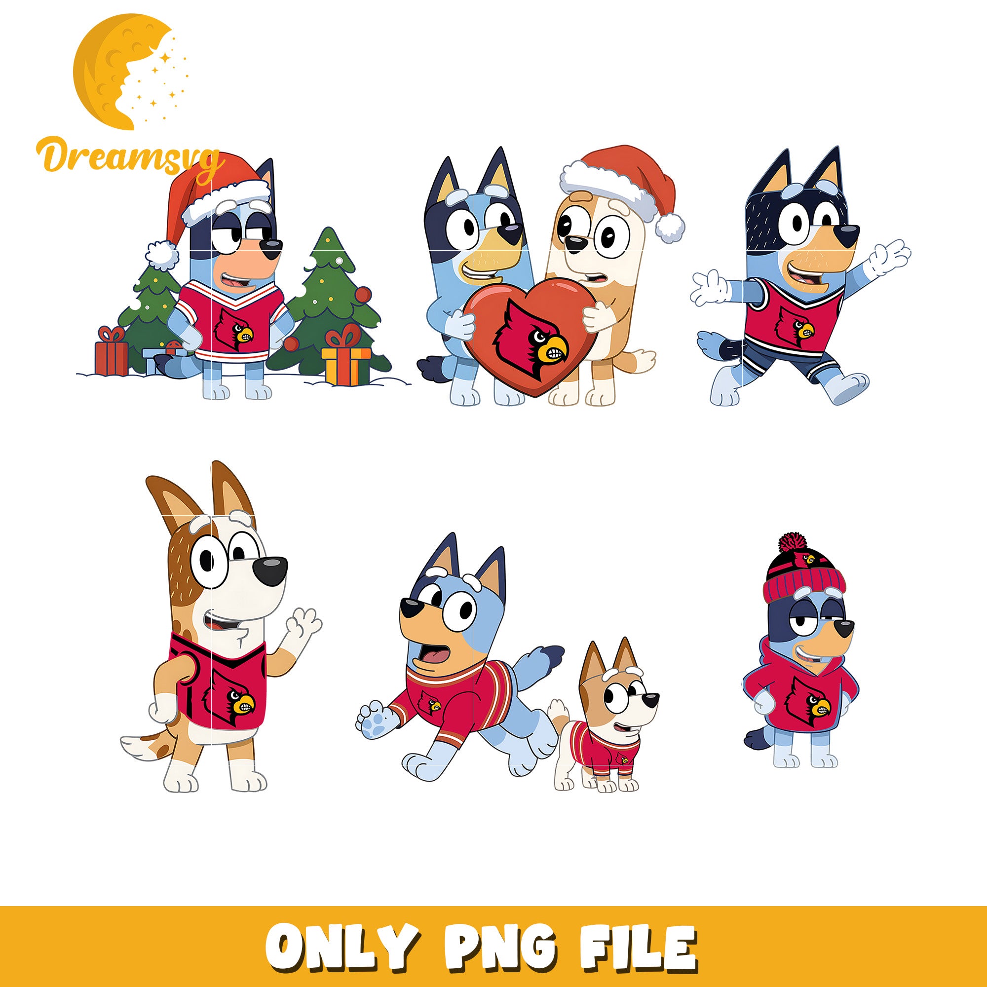 Bluey cartoon bundle png, Louisiana Ragin Cajuns png, ncaa png