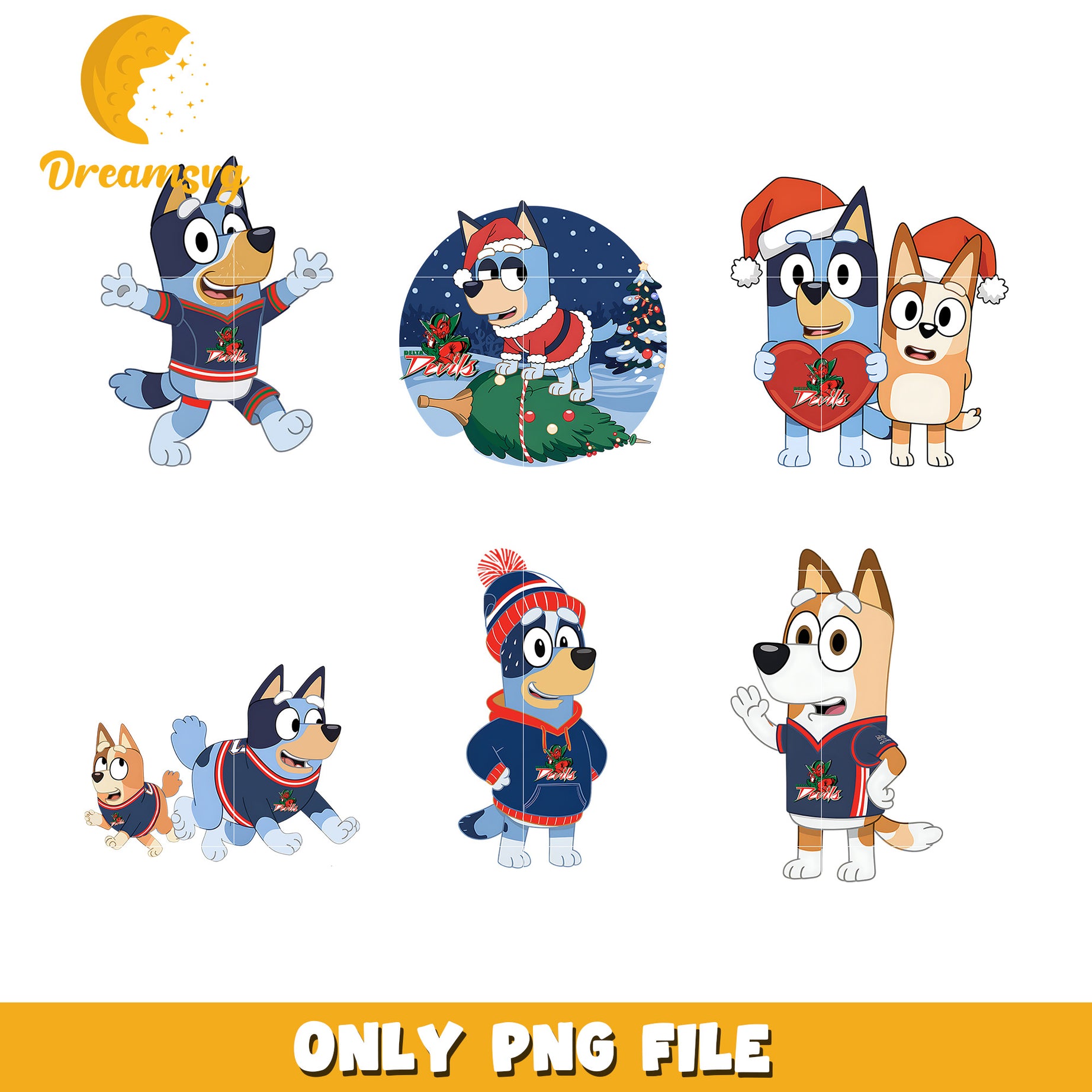 Bluey Bingo ncaa sports bundle png, MVSU Delta Devils png