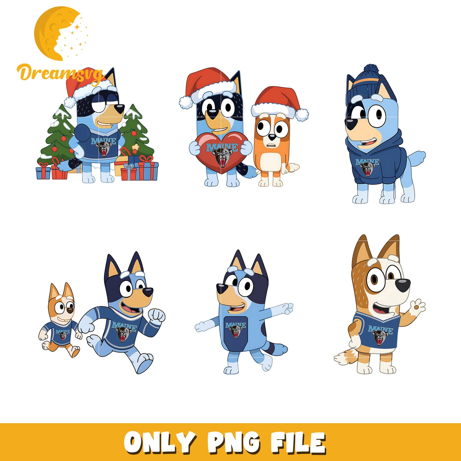 Bluey and bingo cartoon bundle png, Maine Black Bears  png, ncaa png